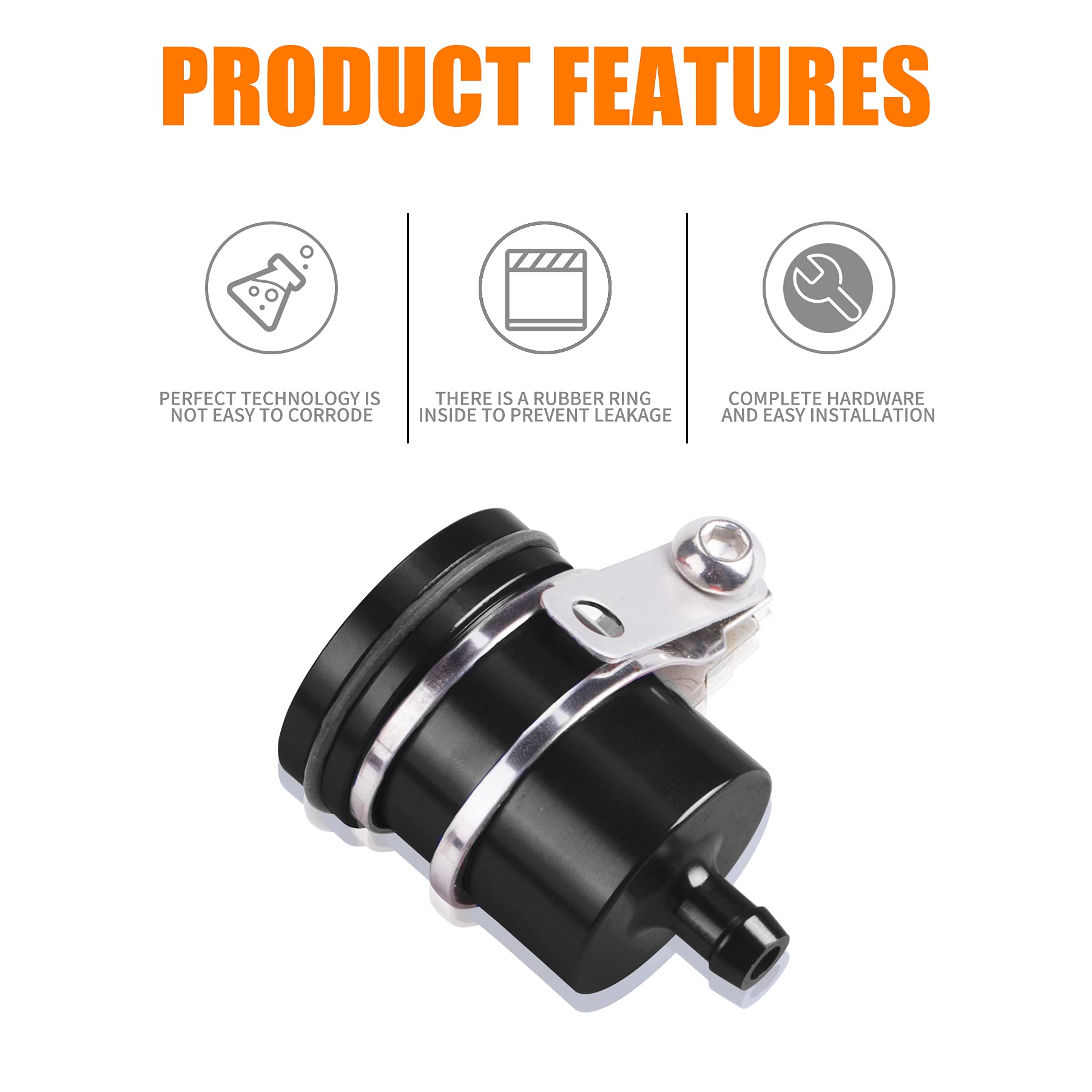 Mrelc Universal Motorcycle Aluminum Brake Fluid Reservoir Oil Cup Fit For Yamaha Kawasaki Honda Suzuki Bmw And More (Black)