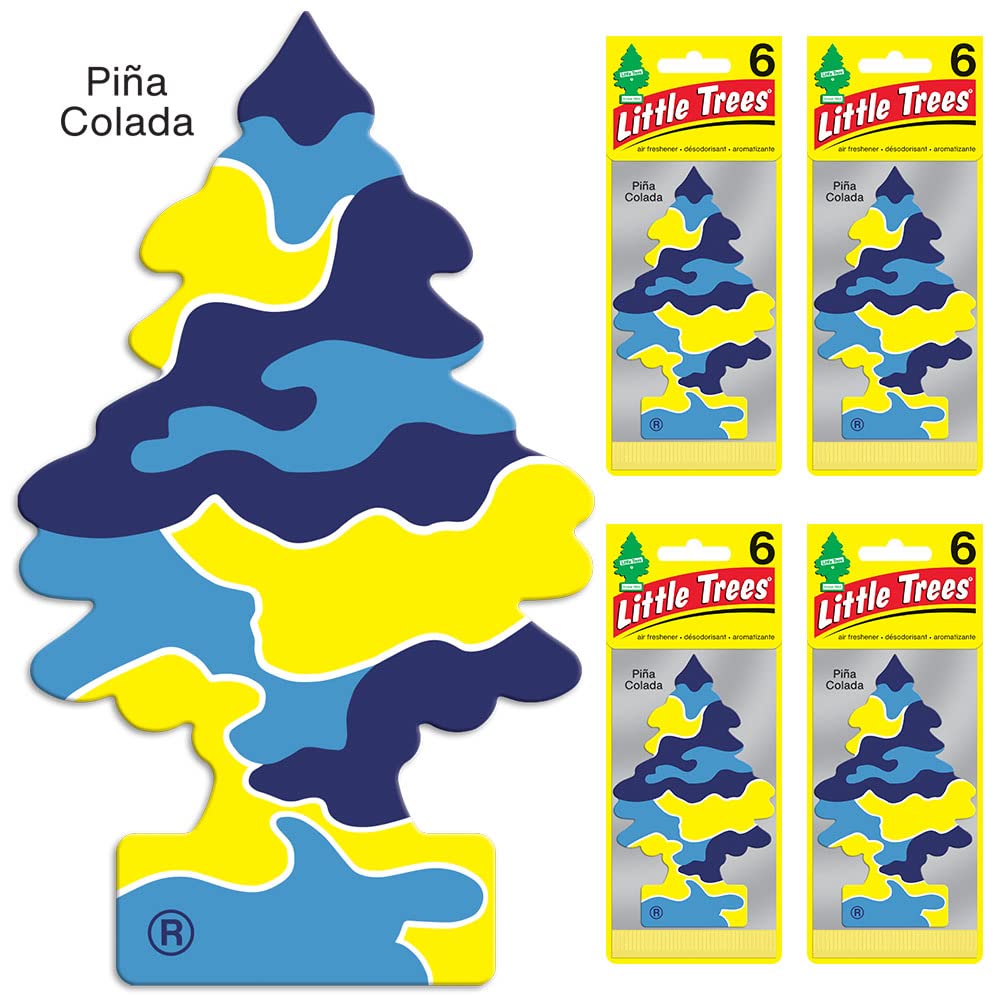 LITTLE TREES Piña Colada Air Fresheners - 24 Count Hanging Tree for Car & Home - Long Lasting Scent