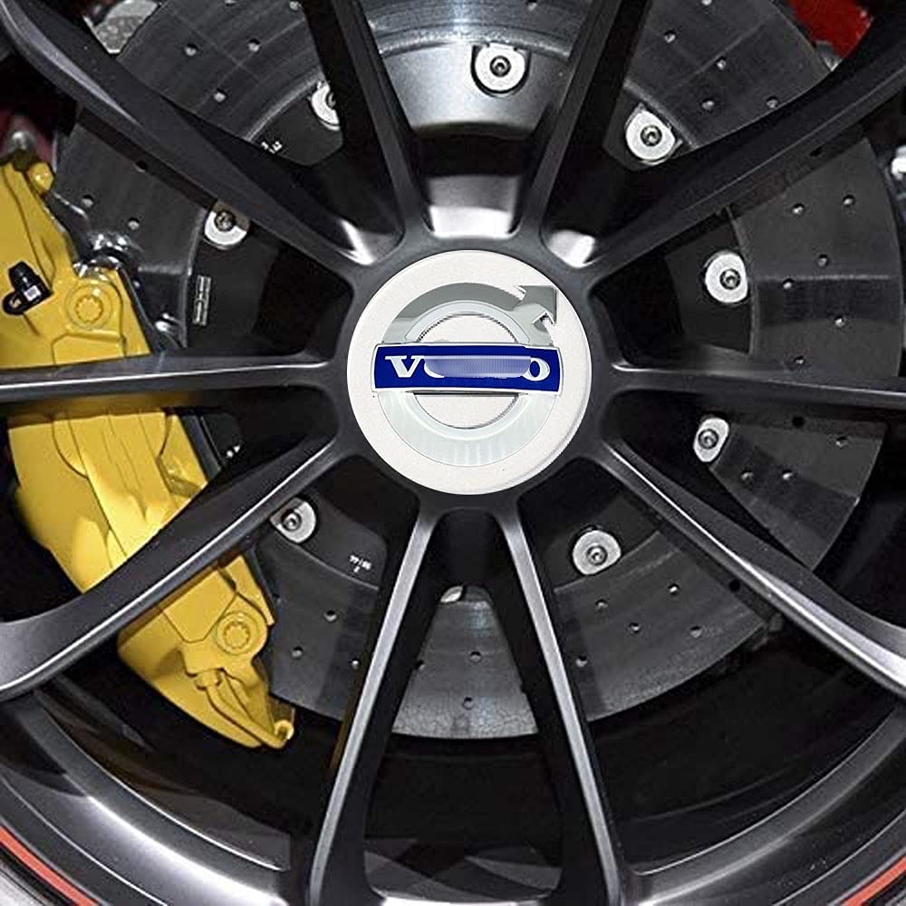 Jd Auto 4Pcs 56Mm 2.2'' Emblem Badge Sticker Wheel Hub Caps Center Cover Abs Material (Fit Vo Silver)