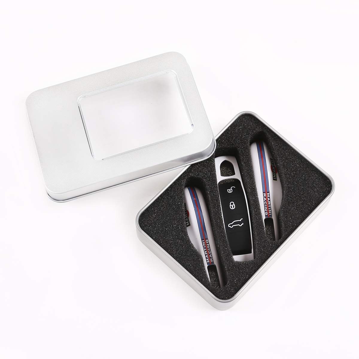 Cheya Car Key Case Keyshell Covers For Porsche Panamera,Cayenne,Macan,Boxster,Cayman,718,911 (Martini, Style A)