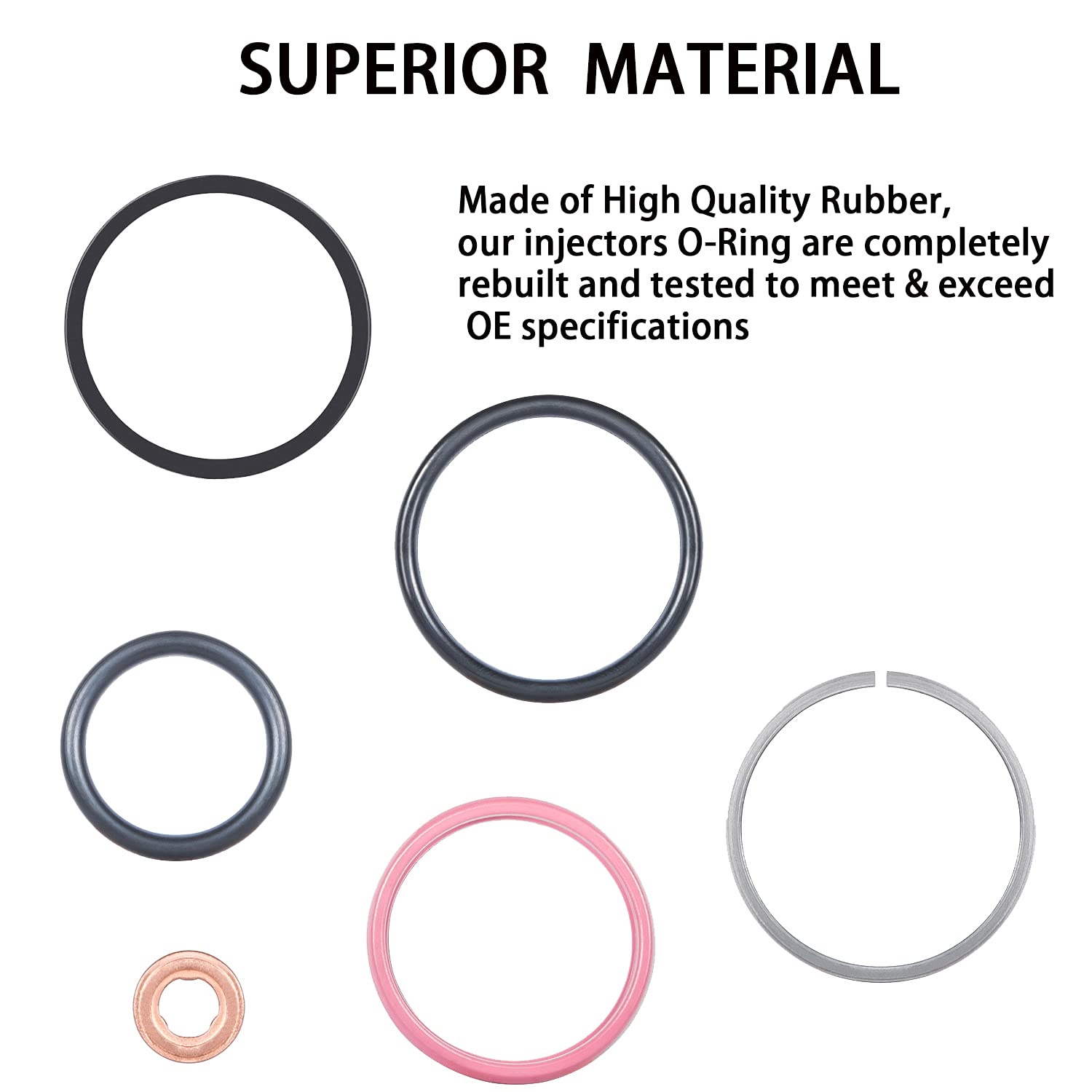 Castnoo Diesel Fuel Injector O-Ring Seal Kit Compatible For Cat Caterpillar 3126B Diesel 0R9350 (6)