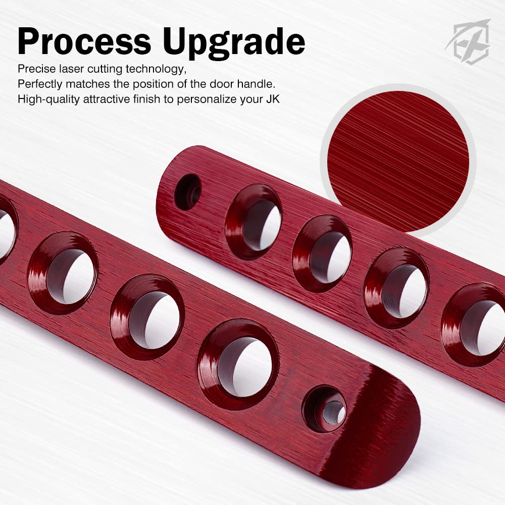 Xprite 5PCS Brushed Aluminum Side Door Handle Inserts & Cover Trim Compatible with 2007-2018 Jeep Wrangler JK JKU Unlimited Saha