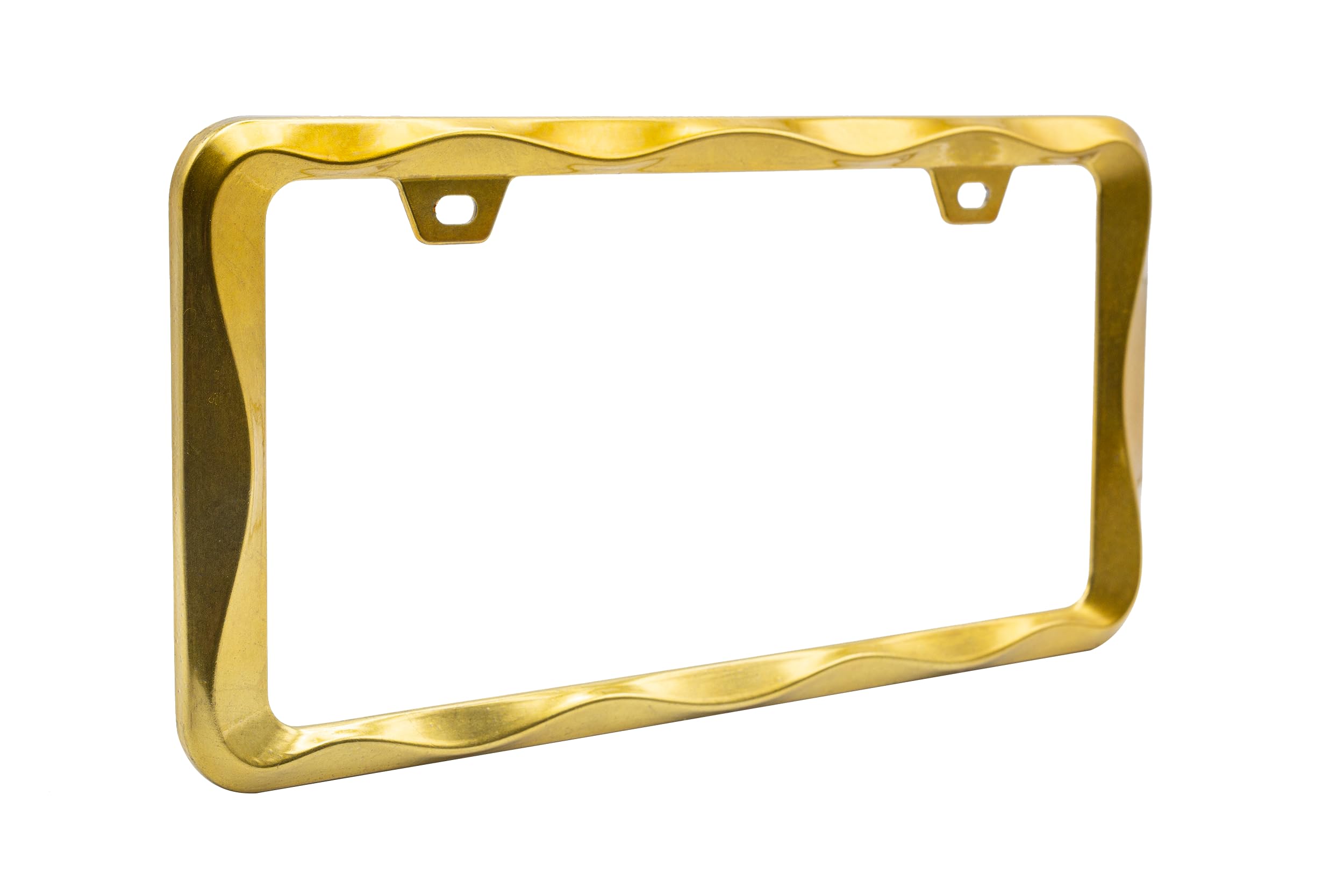 Creathome 3D Curly Wave Pattern Gold License Plate Frame From Pure Zinc Alloy Metal