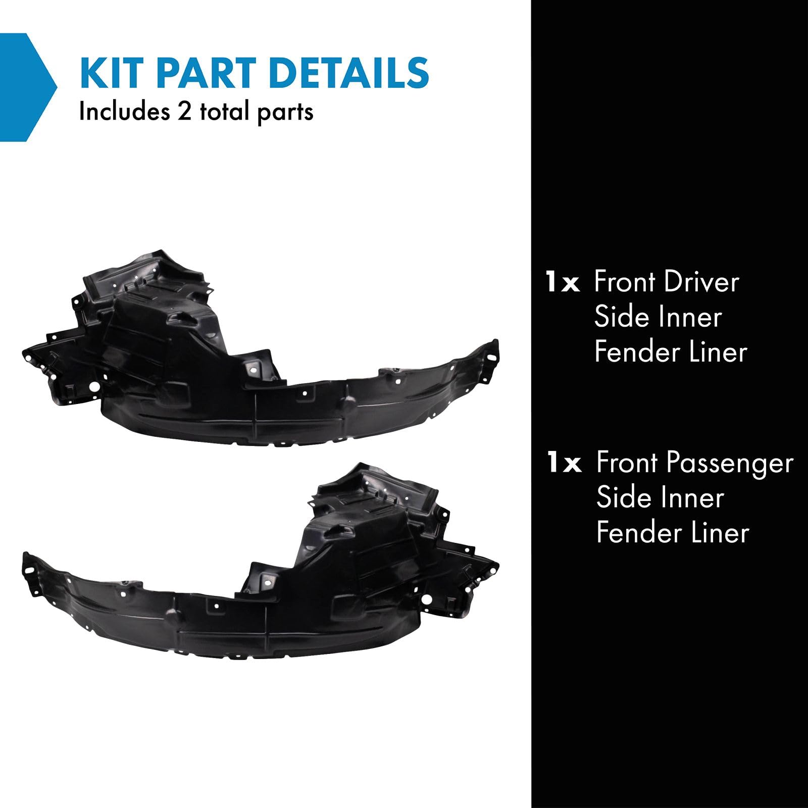 Trq Front Inner Fender Liner Set Compatible With 2015-2017 Nissan Versa Note Ni1248156 Ni1249156