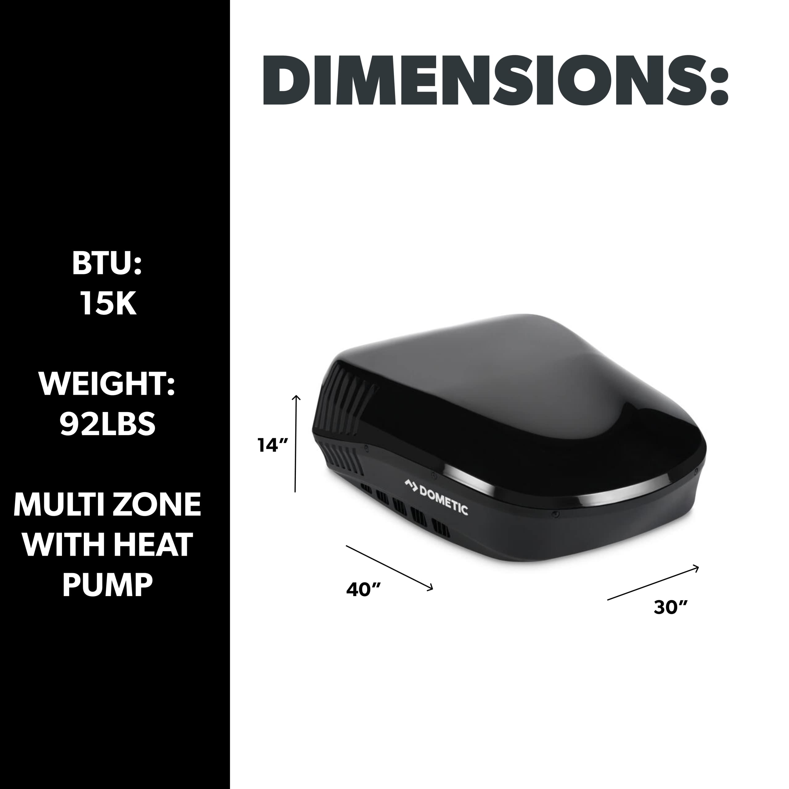 Dometic Blizzard Nxt 15,000 Btu Rooftop Air Conditioner With Heat Pump, Ducted Or Non-Ducted Application. Comes With Pre-Installed Multizone Ccc Ii Control Board