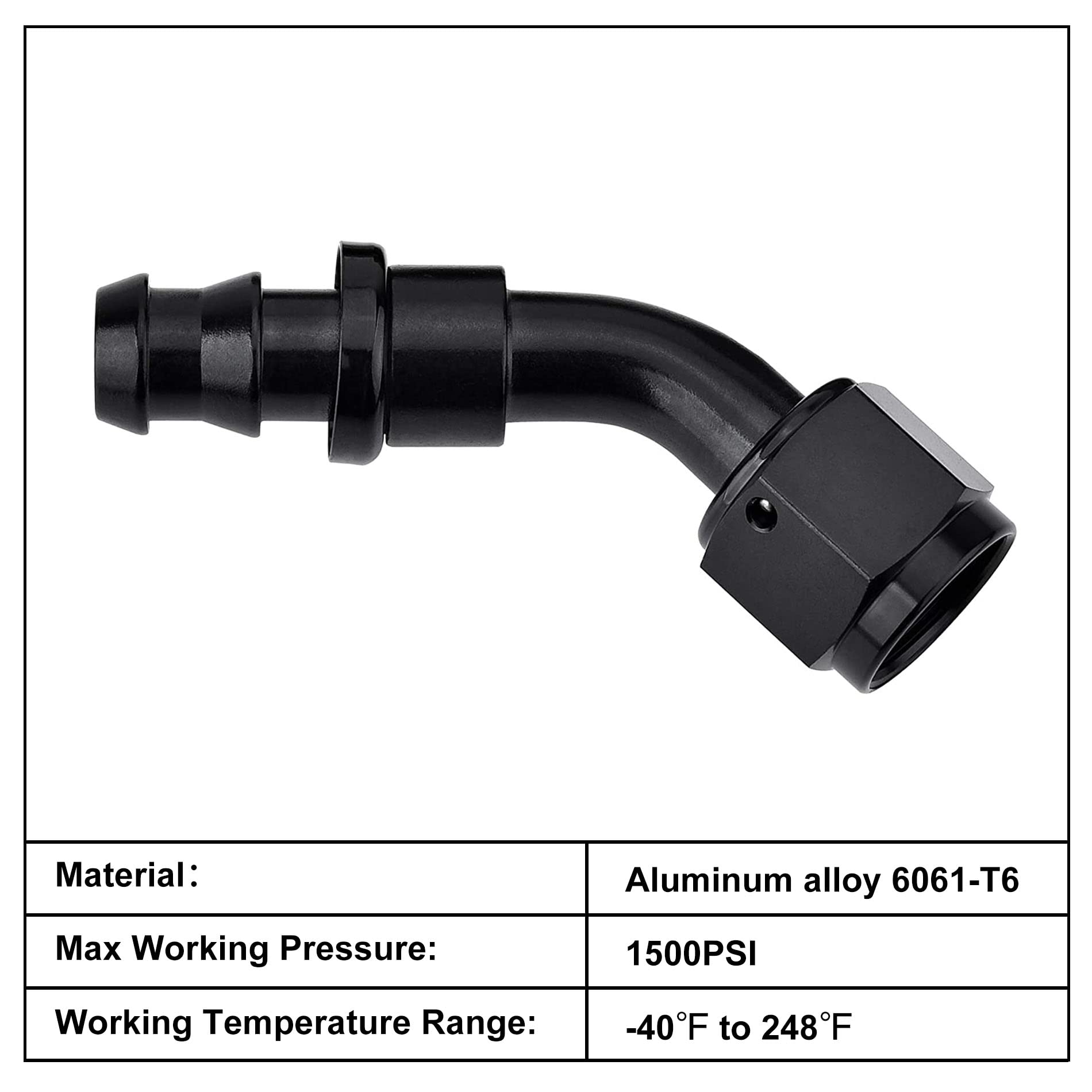 Evil Energy 4An 45 Degree Push Lock Hose Fitting End Black