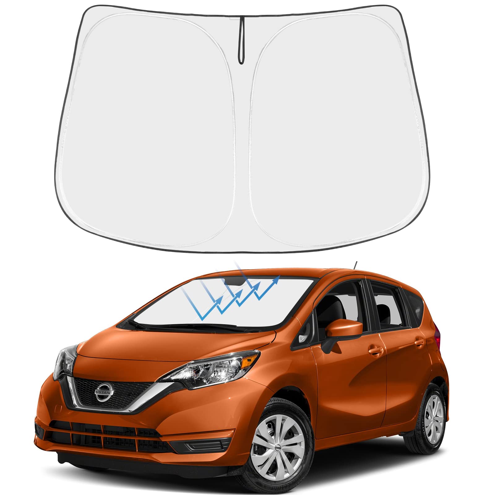 Proadsy Front Windshield Sun Shade Foldable Sunshade Protector Custom Fit 2015-2019 Nissan Versa Sedan Accessories 2025 Upgrade