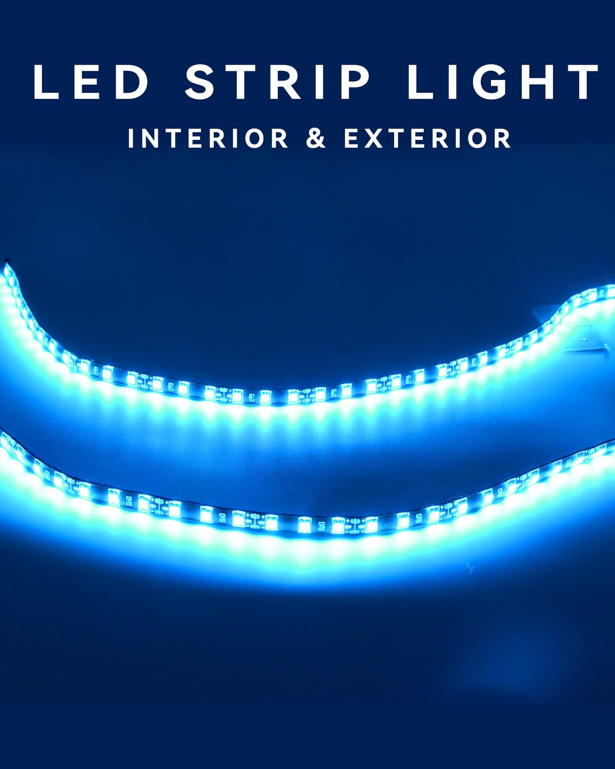 Keiurot 12V Led Light Strip 24'' Connectable Ice Blue Led Strip Lights For Cars Golf Cart Motorcycle Boat Trucks Waterproof Led