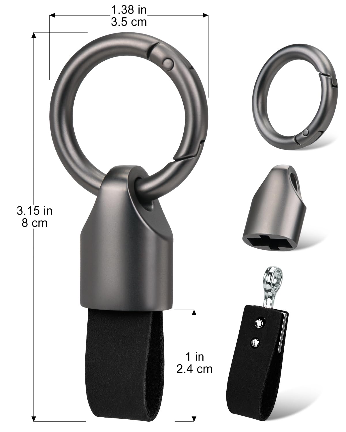 Whtawtaw Car Key Chain Ring Clip, Universal Detachable Leather Car Keychain, Small Key Fob Accessory With Keyrings Zinc Alloy Bu