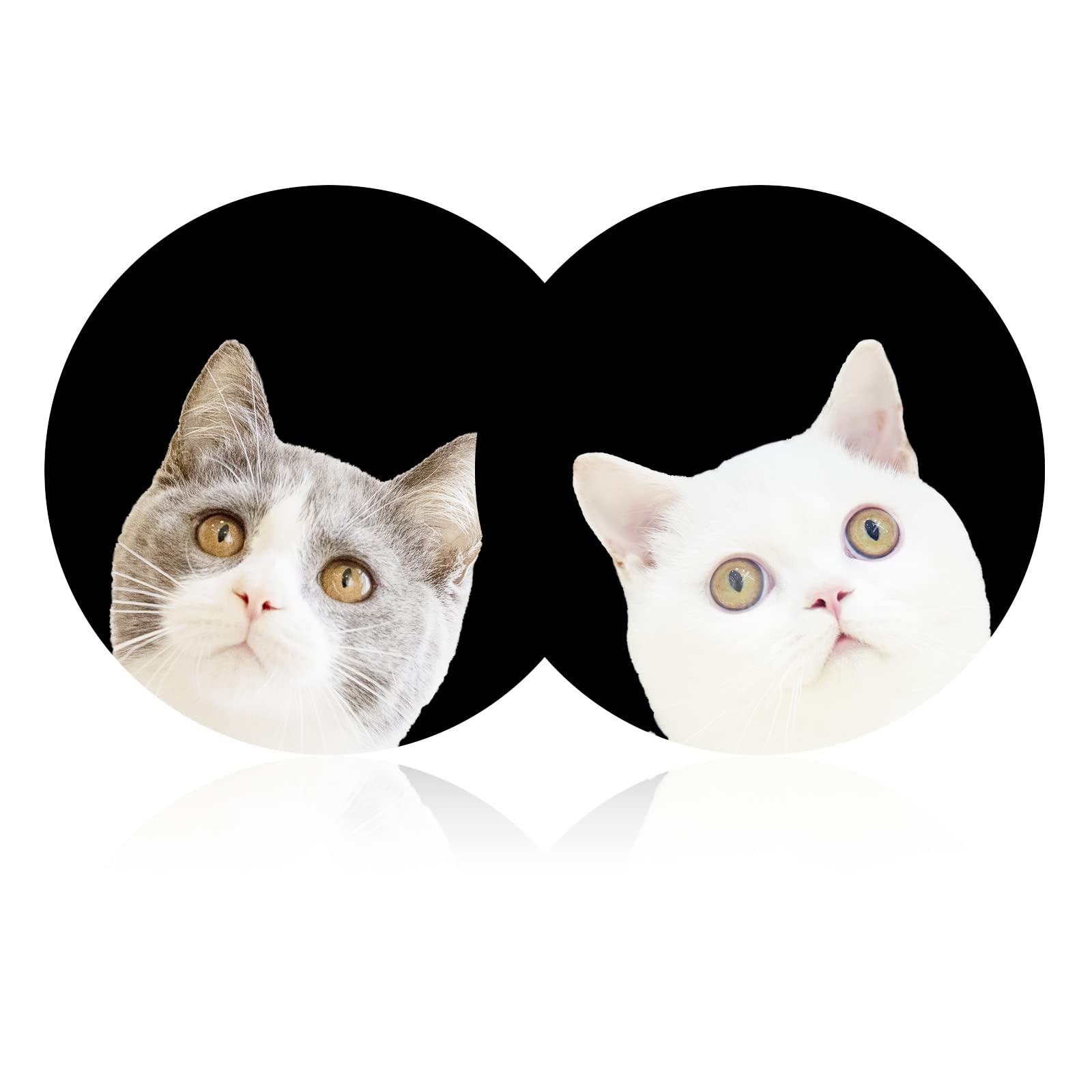 Cute Cat Funny Cat Car Coasters, 2Pcs 2.75'' Car Cup Holder Coasters Silicone Car Cup Holder Insert Coasters For Women Car Inter