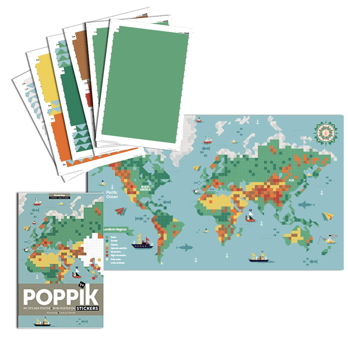 Poppik World Map - 40'' X 24'' Sticker Art