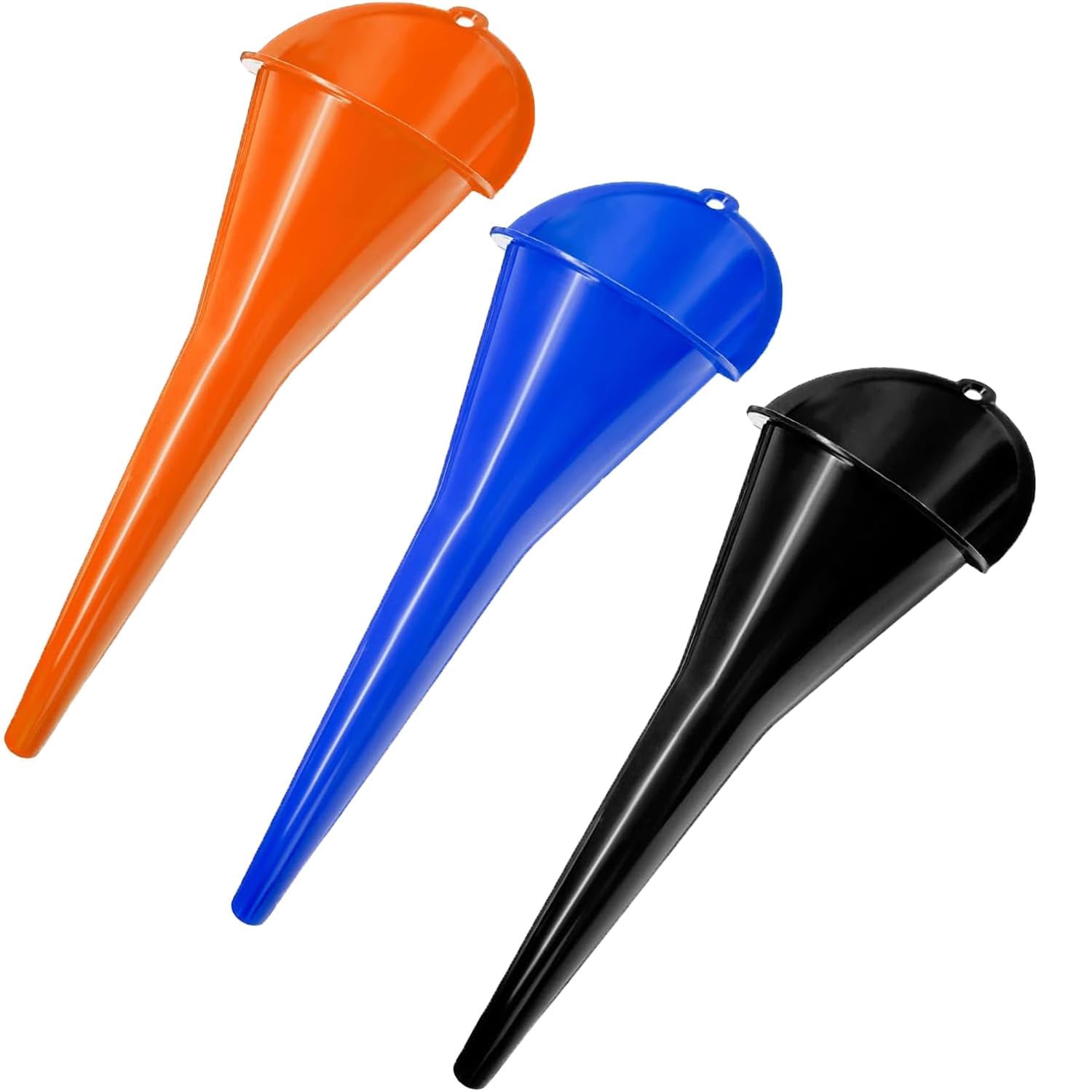 3-Pack Long-Neck Oil Funnels, 11 Multi-Purpose Funnels for Automotive & Motorcycle Use - Reusable Funnel for Oil, Gas & Transmis