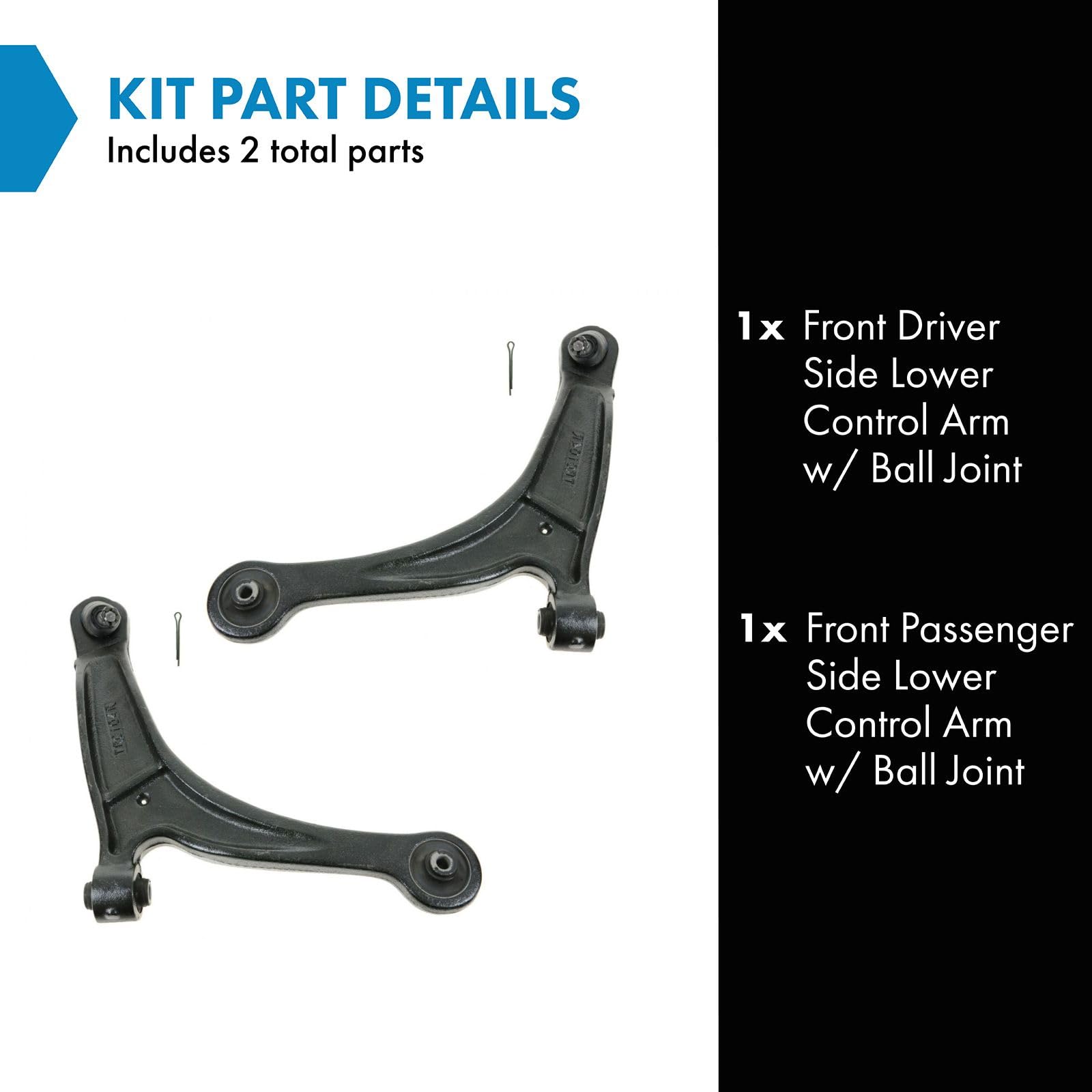 Trq Front Lower Control Arm With Ball Joint Set Compatible With 2006-2014 Honda Ridgeline
