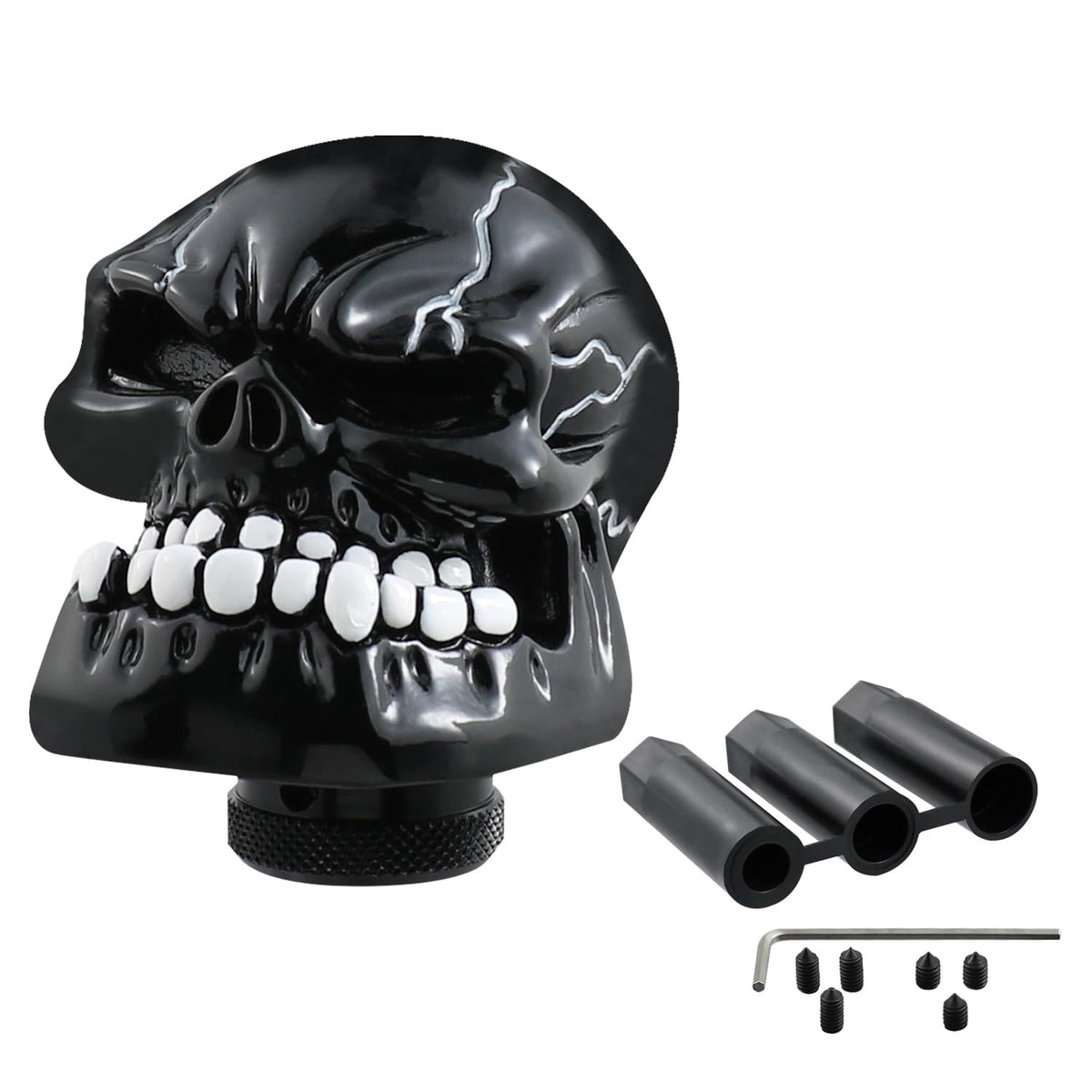 Bashineng Skull Shift Knob Transmissions Gear Shifter Stick Handle Shifting Lever Fit Most Manual Automatic Cars Truck Suv (Blue)