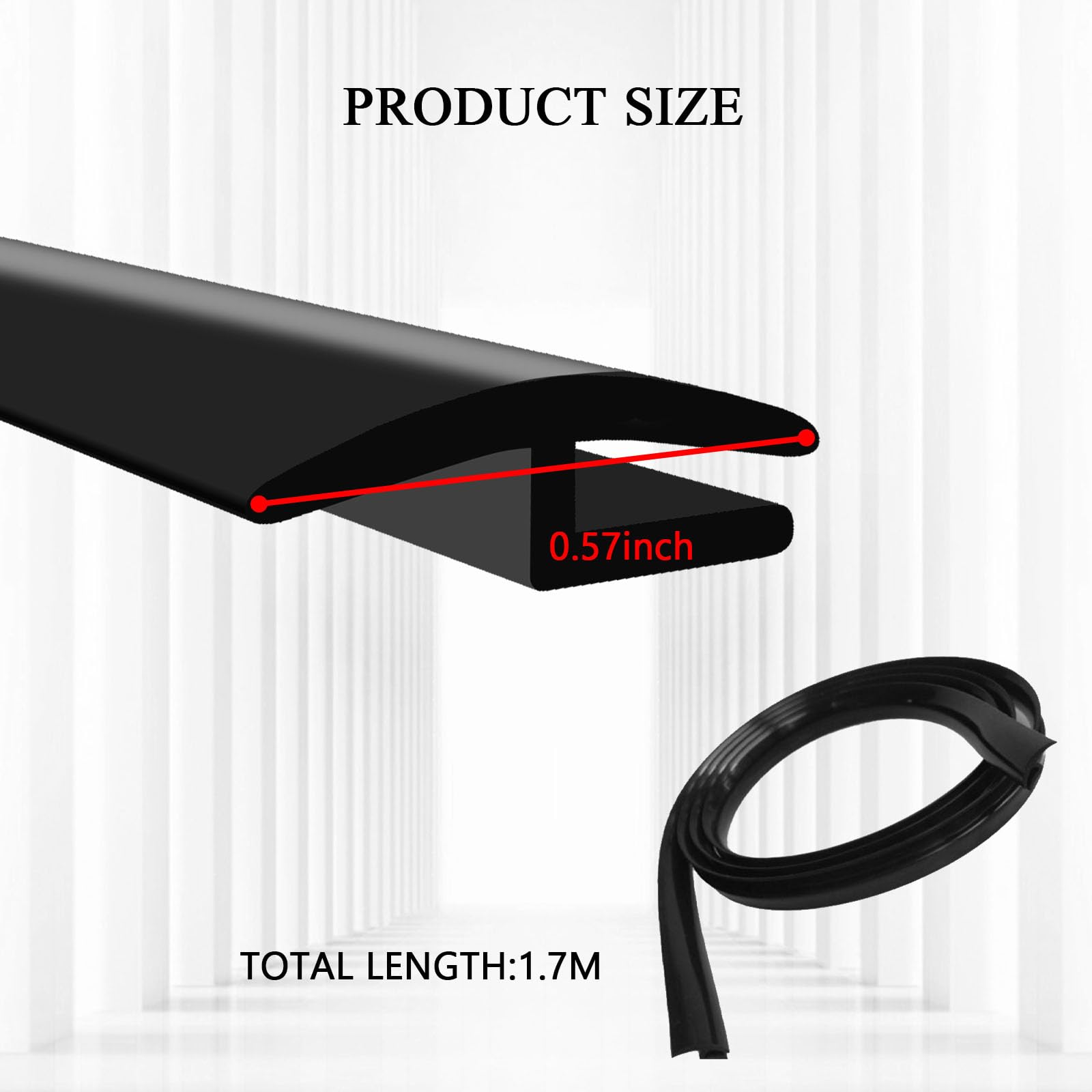 PVOTAWP 1.7M/ 5.6Ft Windshield Cowl Rubber Seal Strip, Front Rear Windshield Panel Black Molding Trim Strips, Car Weather Windsh