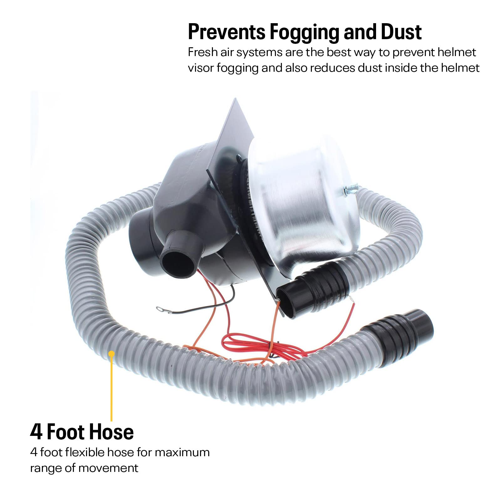 Tru-Air Pumper Racing Helmet Pump, Fresh Air Blower with Filter, 2-Speed Operation, Cooling Ventilation, Prevents Visor Fogging,