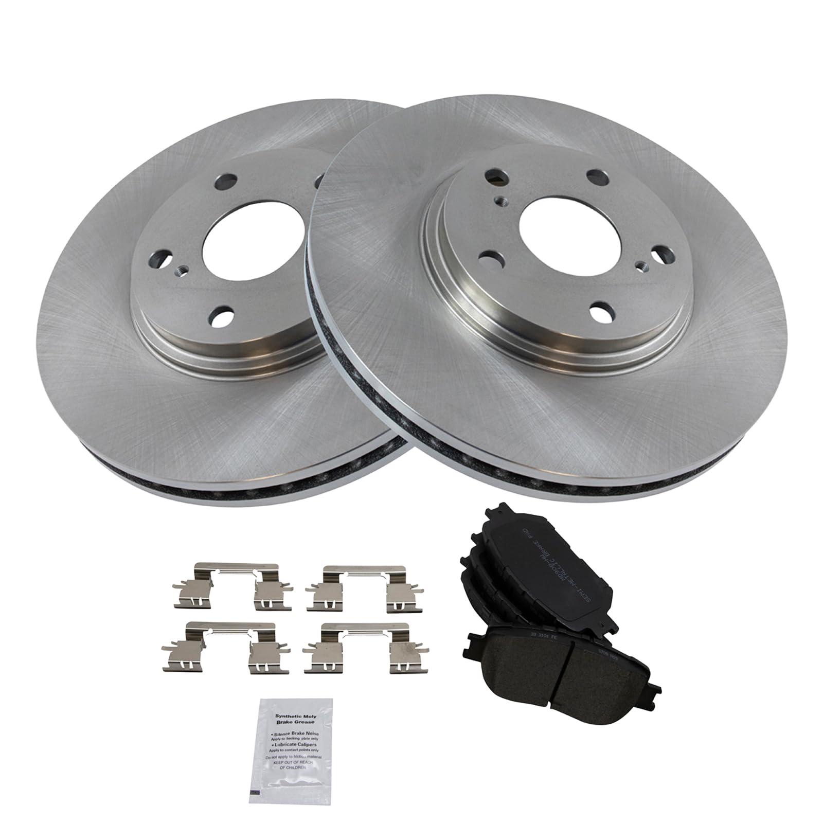 Trq Front Brake Pad & Rotor Kit Brake Pads Brake Rotor Semi-Metallic Compatible With 2002-2004 Toyota Camry