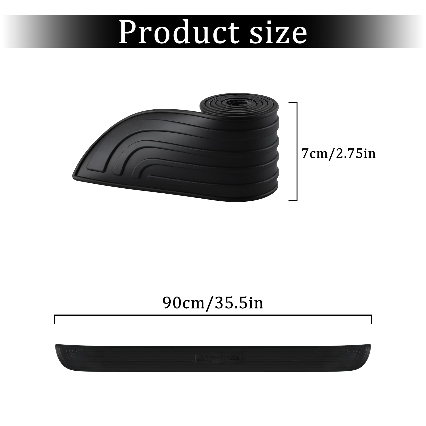 Singaro Car Rear Bumper Protector, 35.5Inch X2.75Inch Car/Suv Universal Rubber Anti-Scratch Trunk Exterior Accessories(Black-Spo