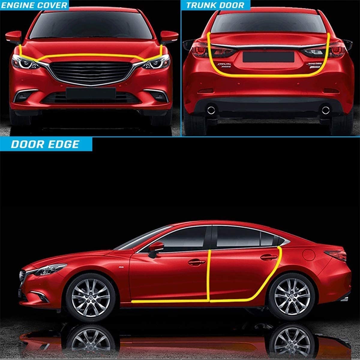 66Ft(20.2M) Long Car Door Edge Guards,U Shape Edge Trim Rubber Seal Protector Rubber Car Door Protector Car Protection Door Edge