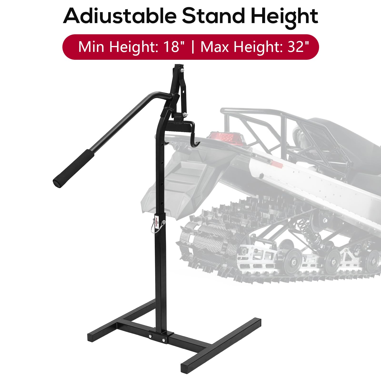 PVNIEFC Snowmobile Lever Lift Stand, Max 32" Lift Height, Supports 600 lbs, Alloy Steel, Black for Garage Storage