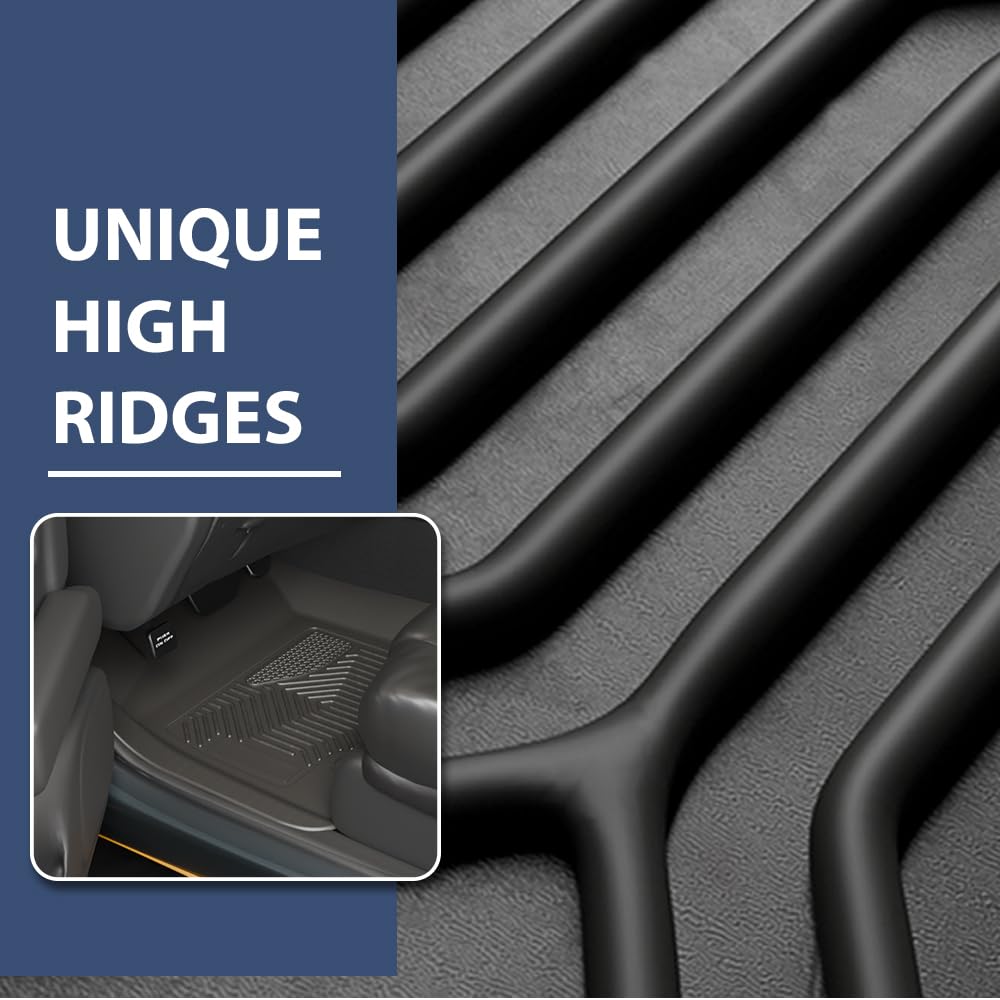 Pit66 Floor Mats Compatible With Ford F150 Super Crew Cab 2015-2024, Fit 22-24 Lightning Models (Rear W/O Fold Flat Storage) (He