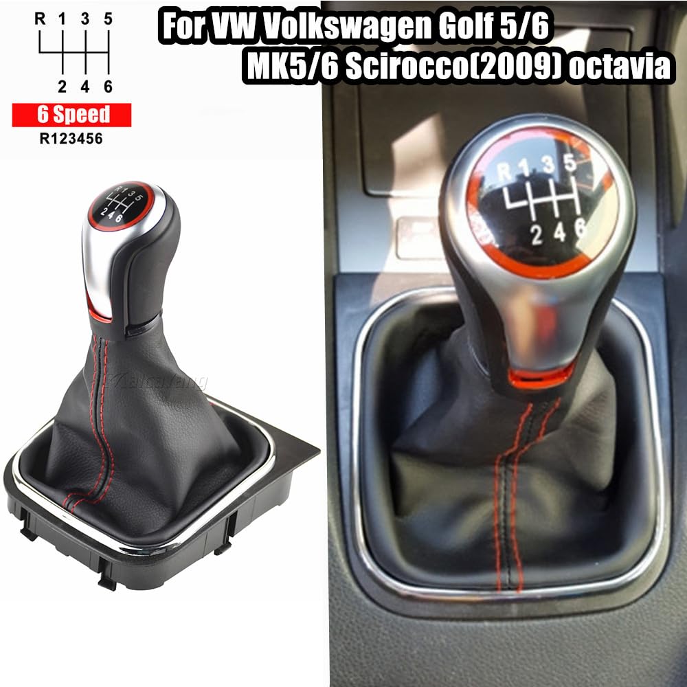 Malcayang 6 Speed Gear Shift Knobs Boot Cover For Golf Mk5 Mk6 Mk7 Scirroco Eos