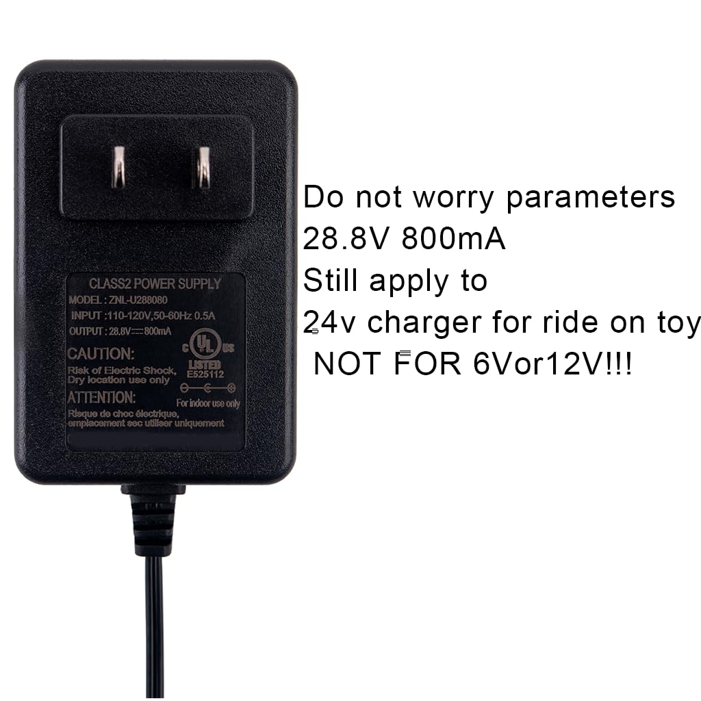 ARKABAKA 24V Battery Charger for Kids Ride-On Toys, Compatible with Princess Carriage & Toyota Tundra, Black