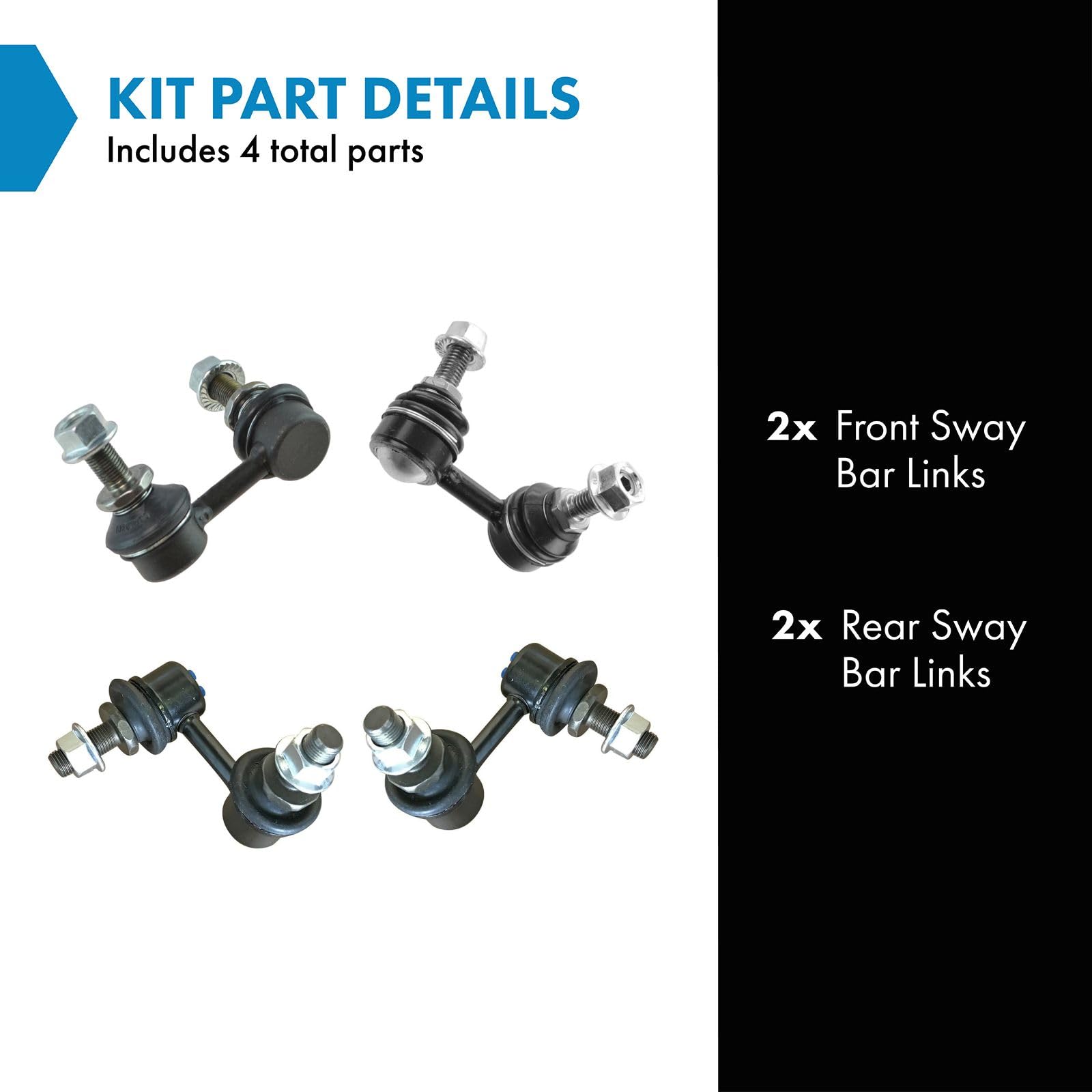 Trq Front & Rear Sway Bar Stabilizer Link Set Compatible With 2005-2012 Nissan Pathfinder