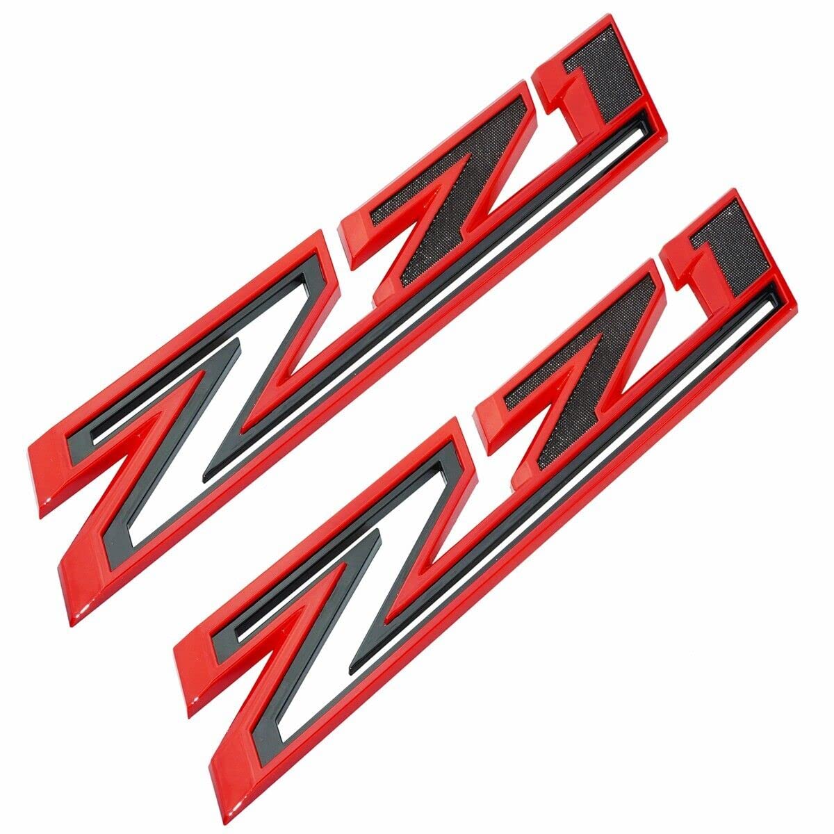 2X Large Size Z71 RH LH Side Fender Emblem Nameplate Badge Decal Replacement for 2019-2021 Chevy Silverado (Black Red)