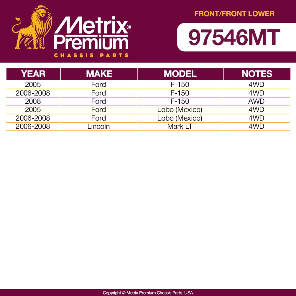 Metrix Premium Chassis Parts - 4 Pc Front Lower Control Arm & Front L/R Sway Bar Stabilizer End Link Kit Fits 05-08 Ford F-150 4