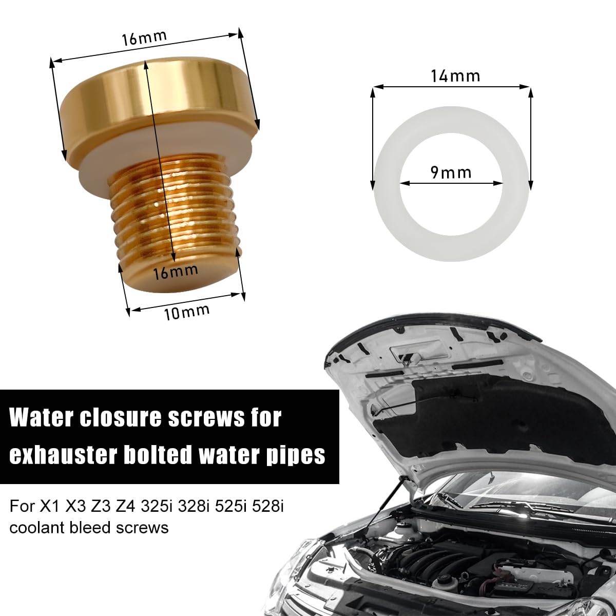 Sylvil Radiator Coolant Expansion Tank Bleeder Screw, Automotive Coolant Bleed Screw with Rubber O-ring, 17111712788 Screw Repla
