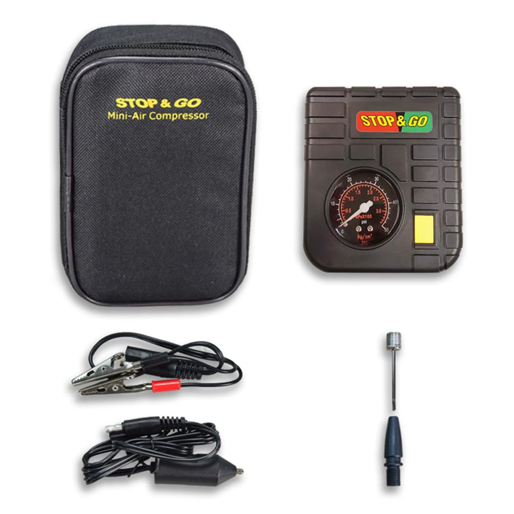 Stop & Go Rcp Compact Mini-Air Compressor With 12V Car Adapter & Built In Led Light For Motorcycle, Scooter, Atv, Utv, Golf Cart, & Lawn Mower