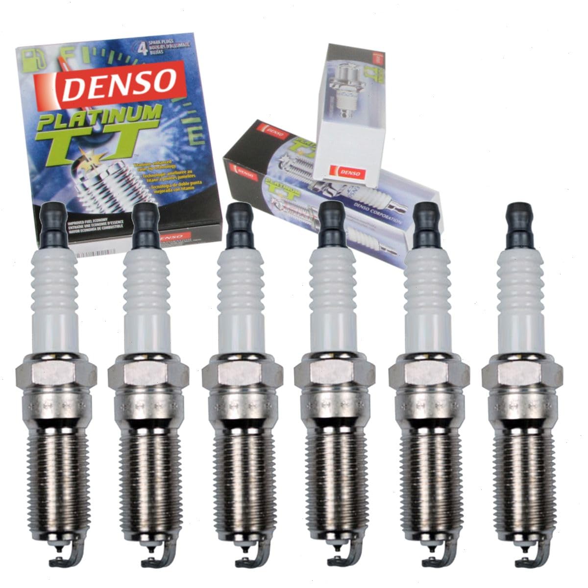 6 pc DENSO Platinum TT Spark Plugs compatible with Chevrolet Silverado 1500 4.3L V6 2014-2017