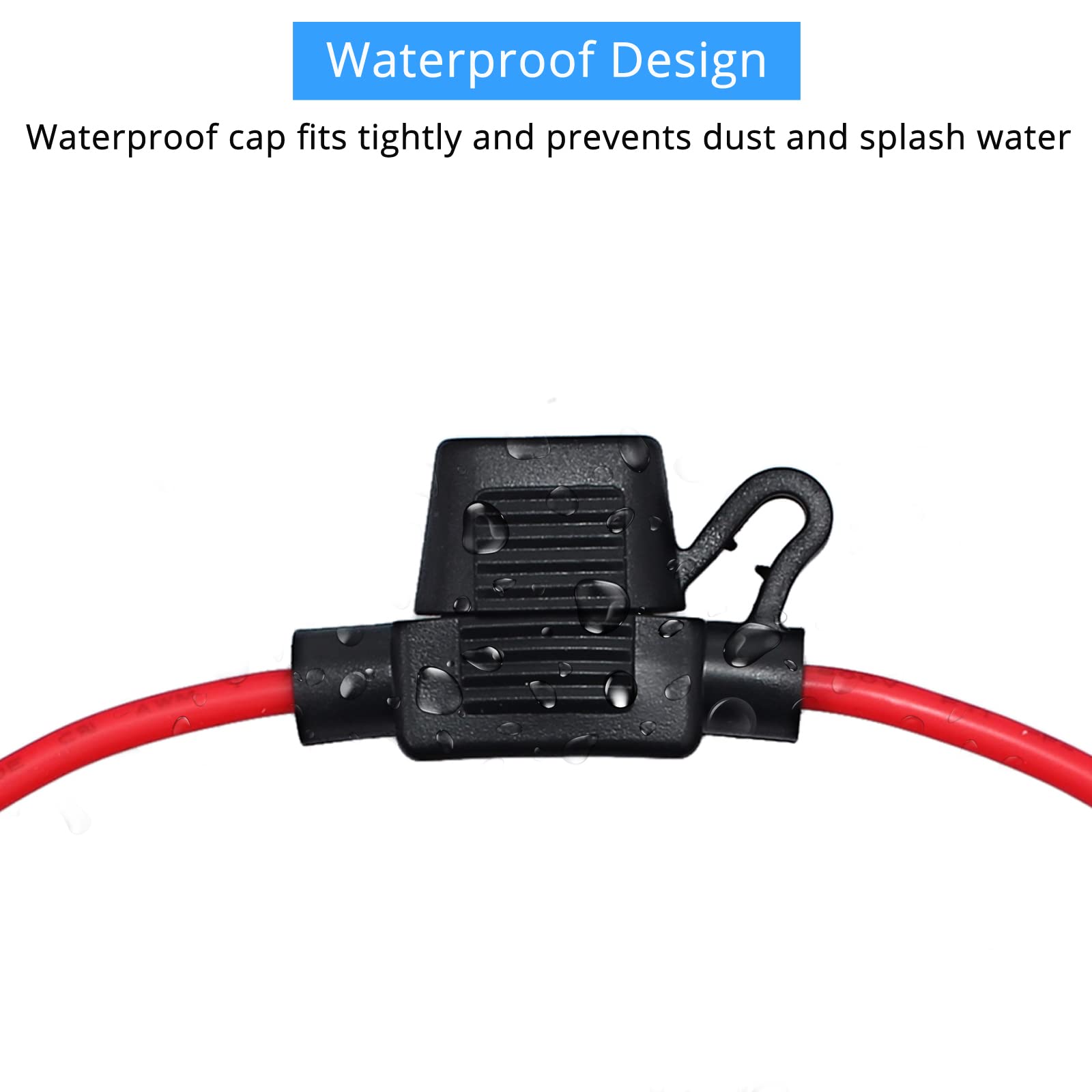 Camway 10Pcs Fuse Holder Blade Mini Atm/Atc Waterproof Automotive Wire Fuse Holder 14 Awg For Car Boat Rv 12V 20A Fuses