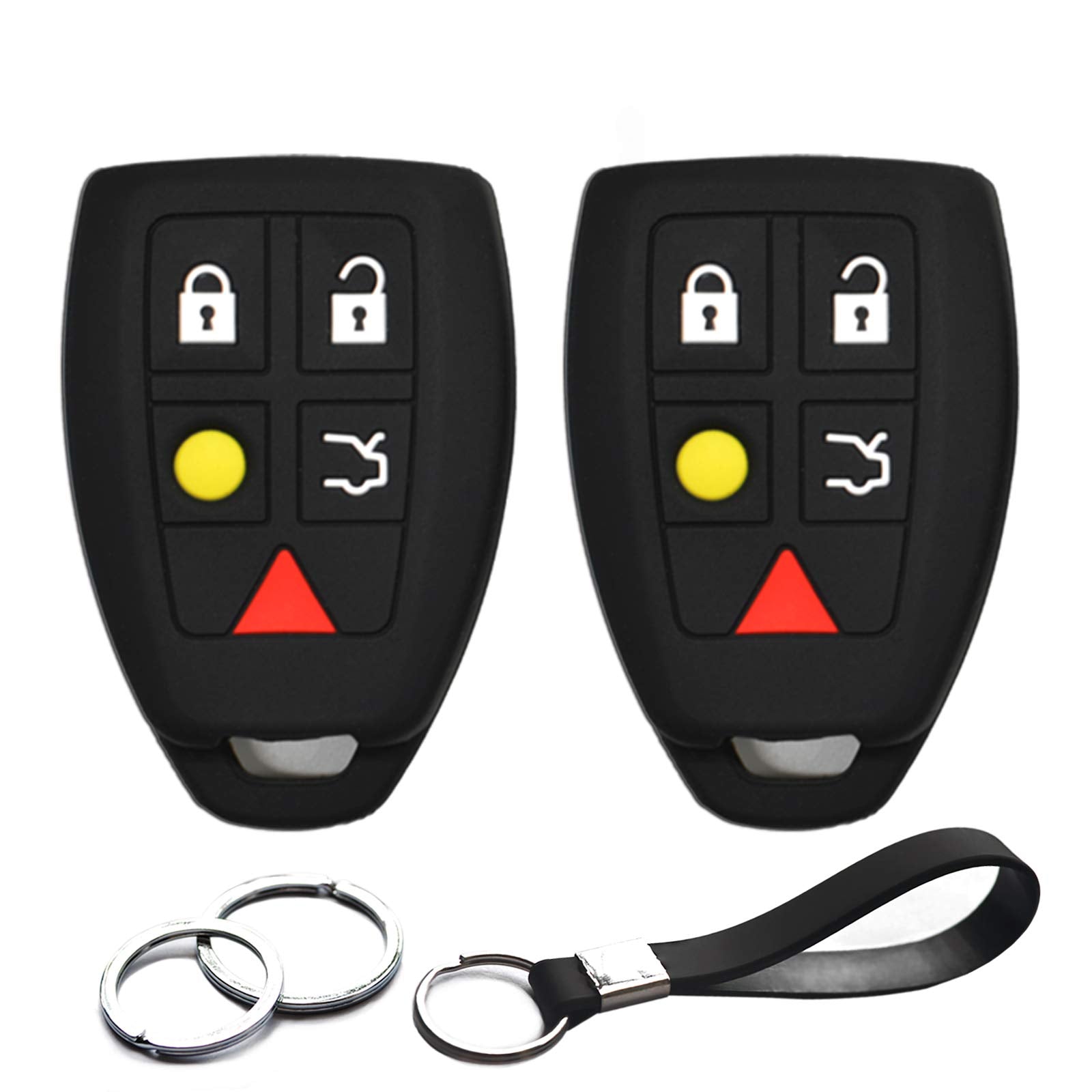 Infipar 2Pcs Compatible With Volvo Ltqv0315Tx Smart 5 Buttons Silicone Fob Key Case Cover Protector Keyless Remote Holder For Vo
