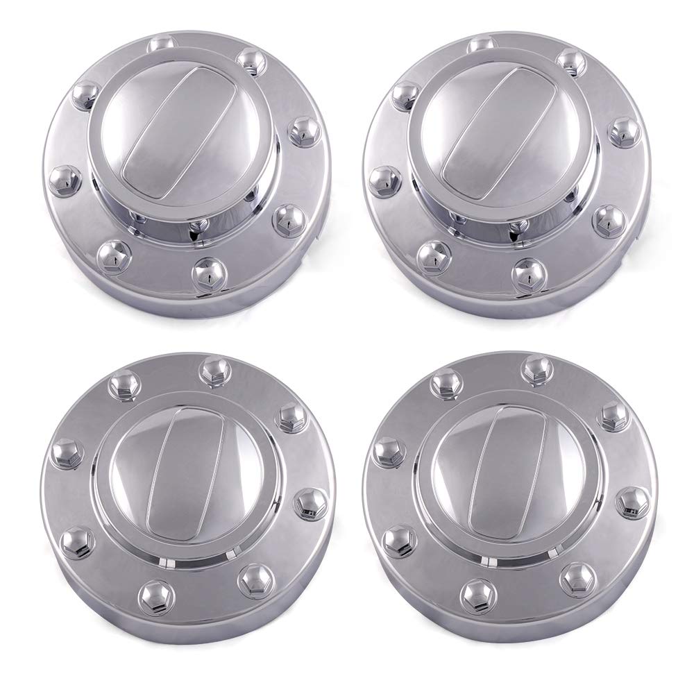 4Pcs/Set Car Center Hubcaps Compatible for Dodge 2011-2016 Ram 3500 1-TON Dually DRW Alcoa Alloy Wheel Chrome Center Caps Front+