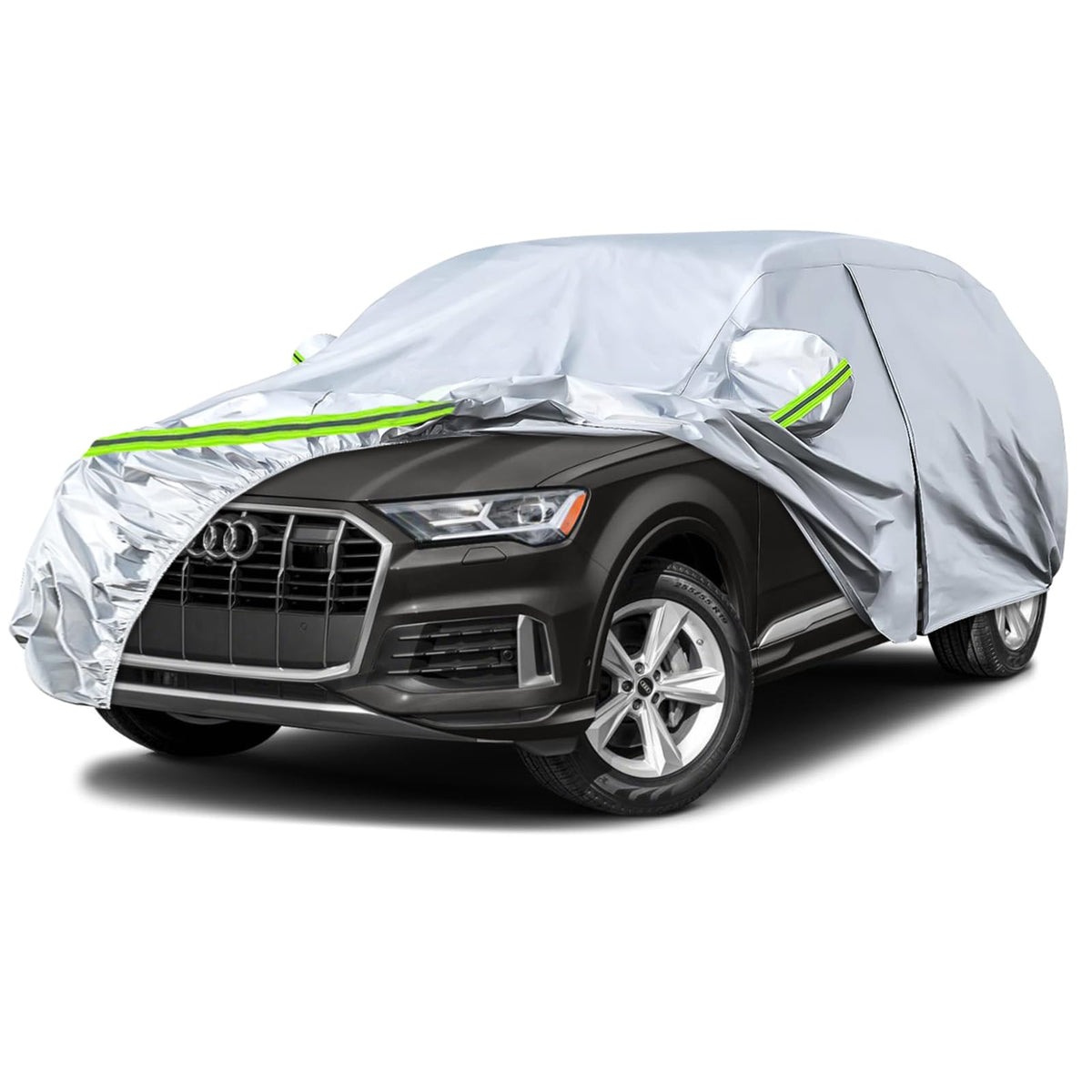 Waterproof Car Covers Replace For 2006-2025 Audi Q7/Sq7, 6 Layers Silver All Weather Custom-Fit Car Cover With Zipper Door & Win