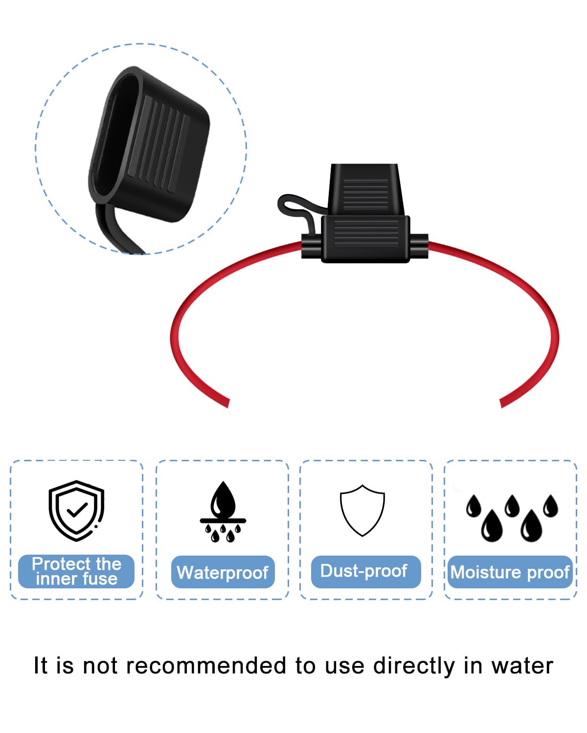 6 Pack 18Awg Inline Fuse Holder - 18 Gauge Automotive Blade Fuse Holder With 6Pcs 10 Amp Atc/Ato Standard Fuses