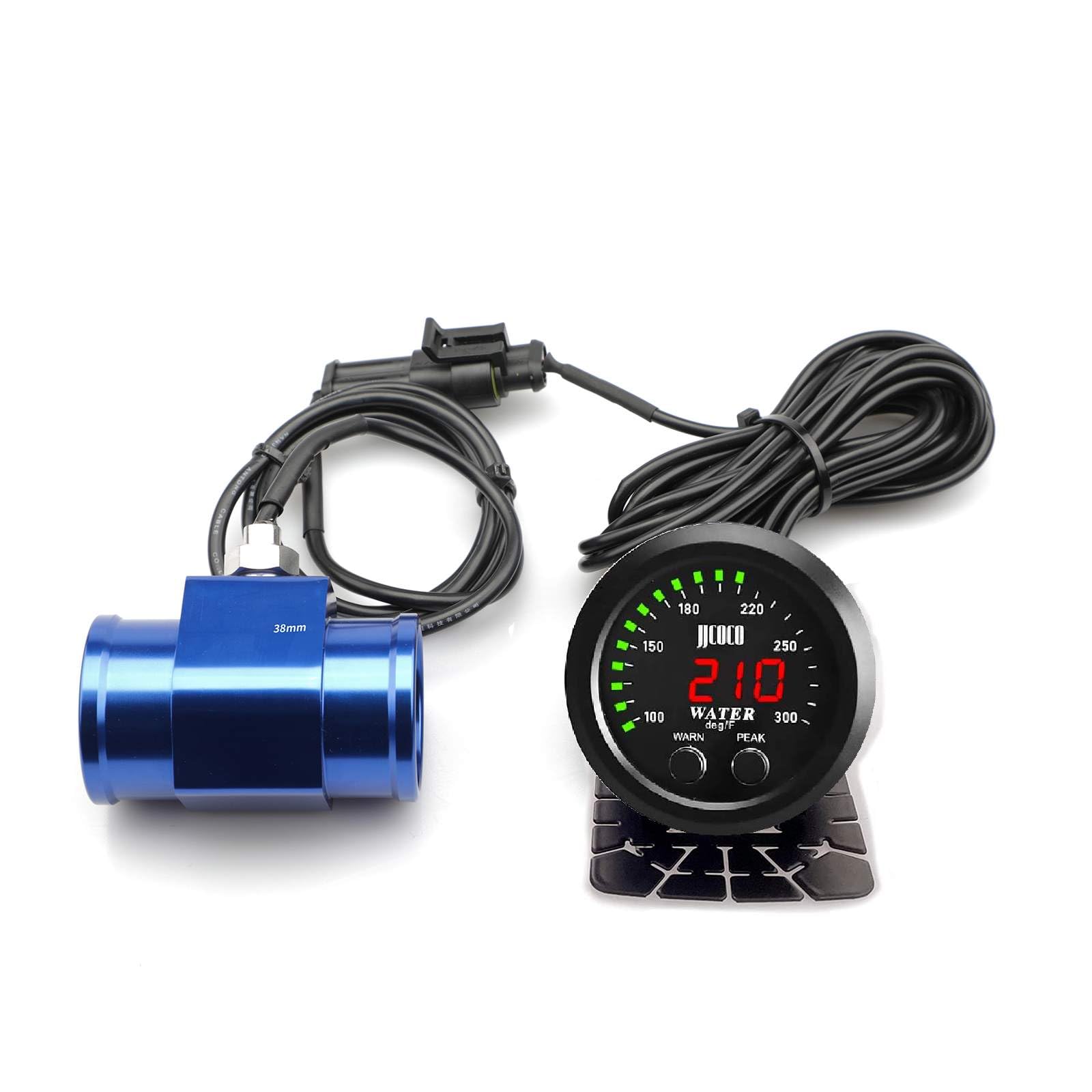 ZHSYMX Universal 52mm Water Temperature Gauge 100-300F(38-150C) Electronic Green Digital LED DC12V/24V for Car Automotive with J