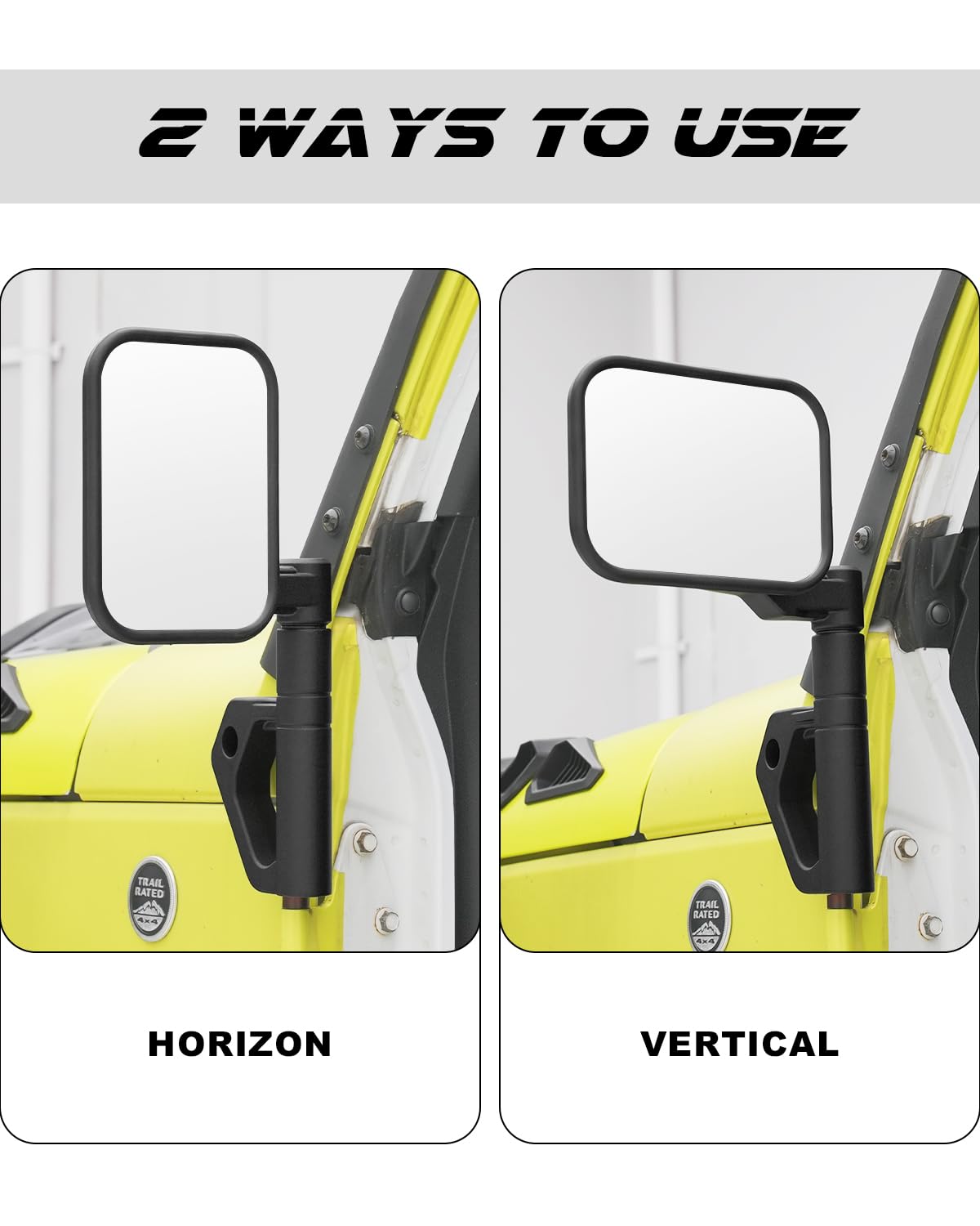 Wrangler Mirrors Doors Off Compatible with Jeep Wrangler JK JL JT Gladiator & Unlimited 2007-2025, MWNYO All-Aluminum Alloy Side