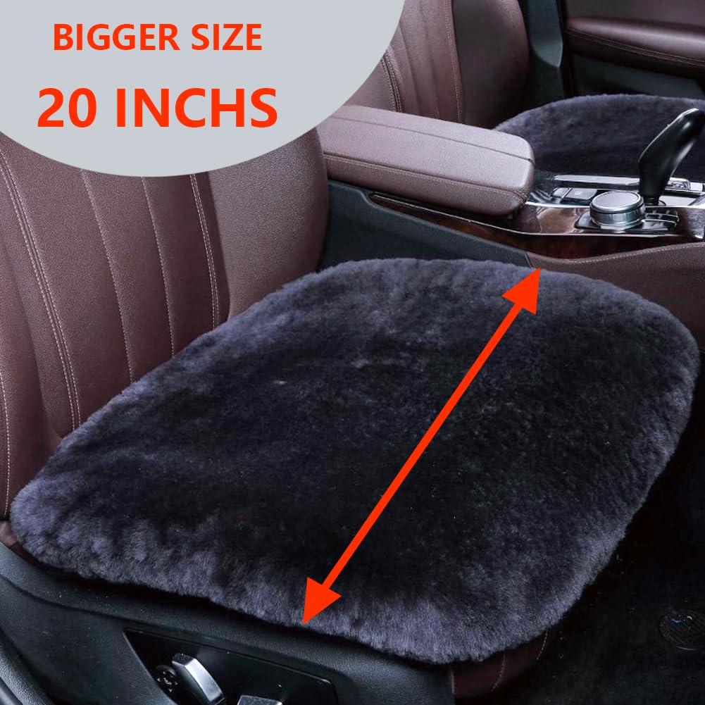 Ogland 20Inchs Fluffy Genuine Australia Warm Sheepskin Car Seat Cover For Auto Interior Accessories With Soft Fuzzy Wool Fur Non