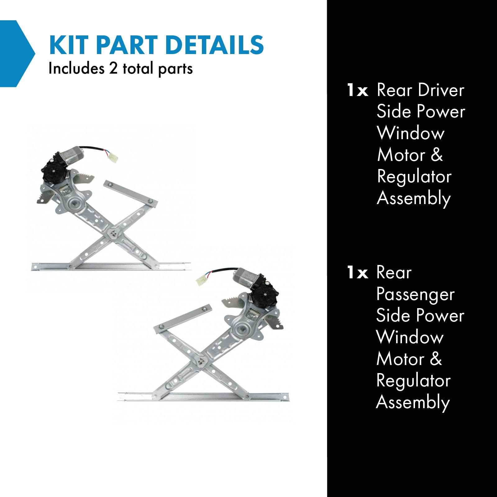 Trq Rear Window Regulator Set Power Window Regulator & Motor Assembly Compatible With 2013-2020 Nissan Pathfinder