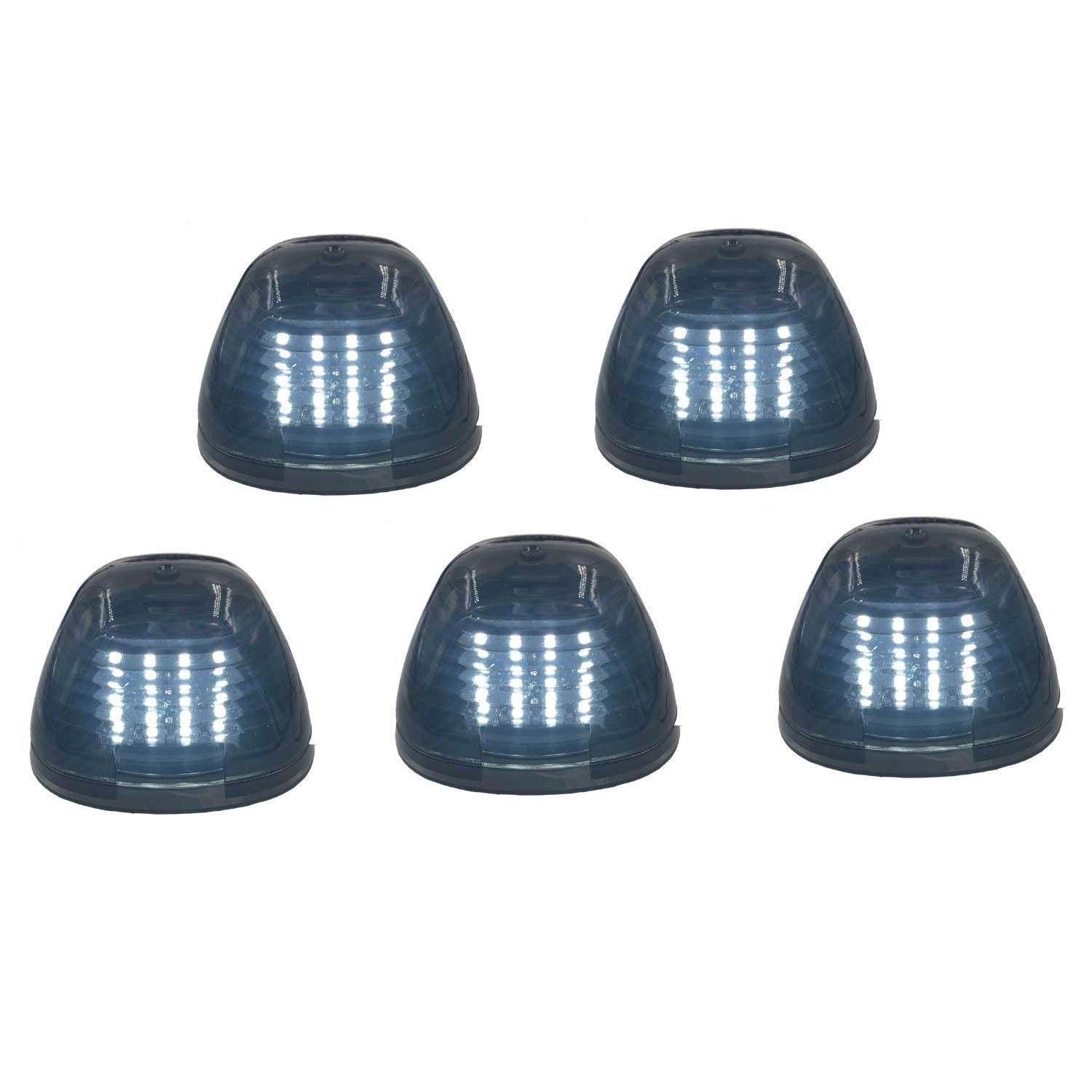 5 X Cab Marker Light, Smoke Lens White 16 Led Roof Running Lights, Top Clearance Light W/Wiring Pack For 1999-2016 Ford F150 F25