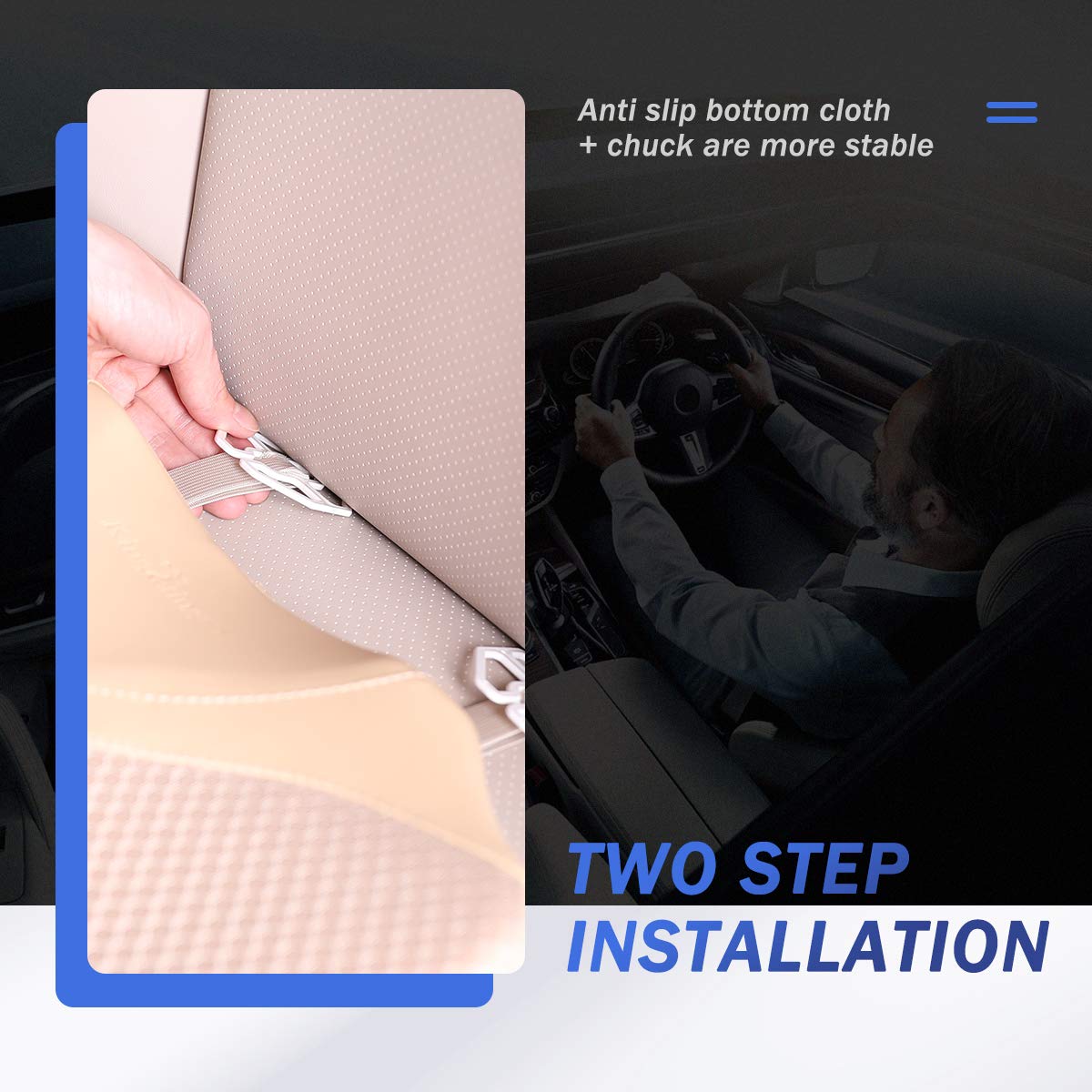 Kingleting Car Seat Cushion, Comfortable Memory Foam Cushion For Driving, Auto Heightening Wedge Cushion For Sciatica Tailbone P