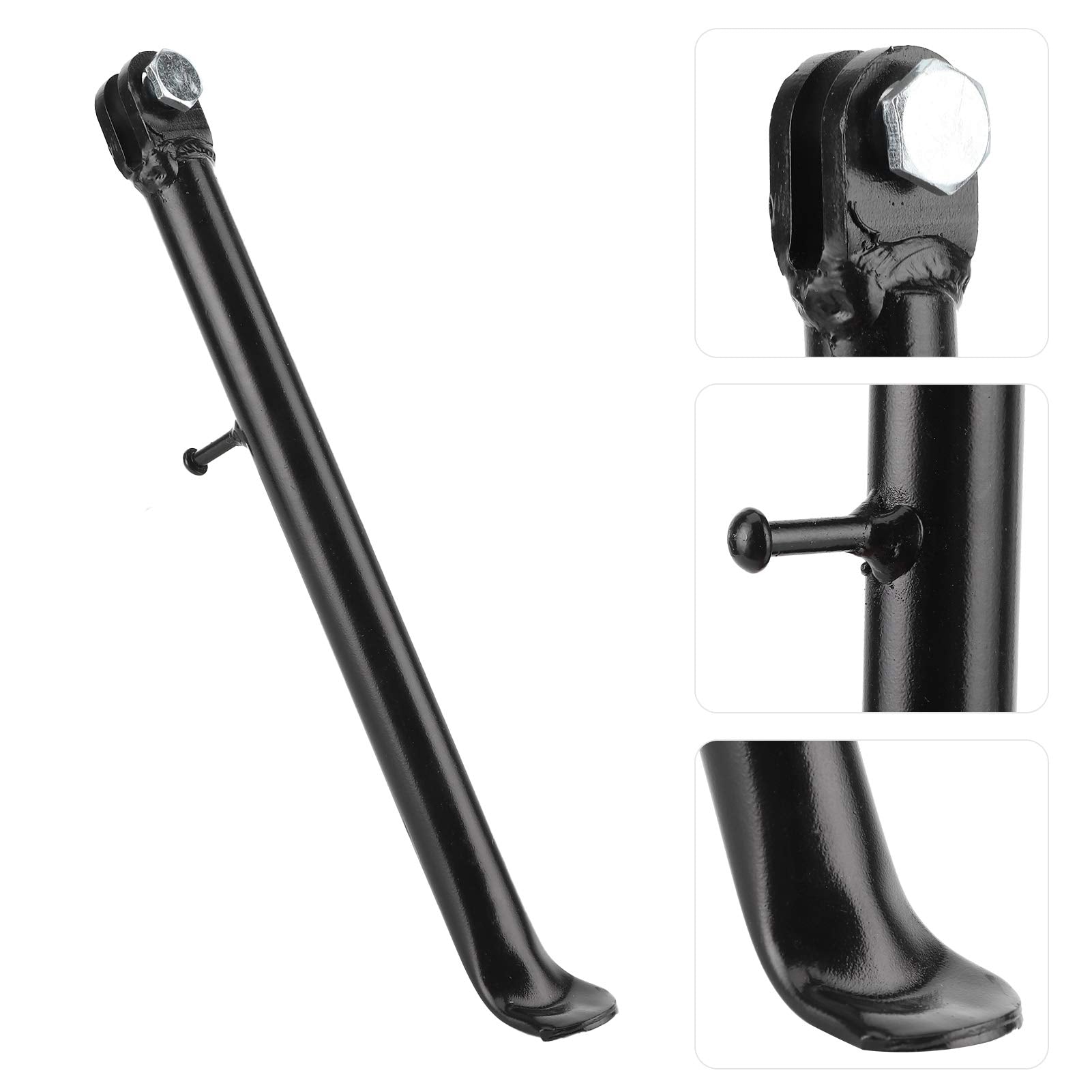 Keenso Motorcycle Kick Stand, Steel Alloy Motorbike Foot Side Support Stand Dirt Bike Side Kickstand 12in Kick Stand with Spring