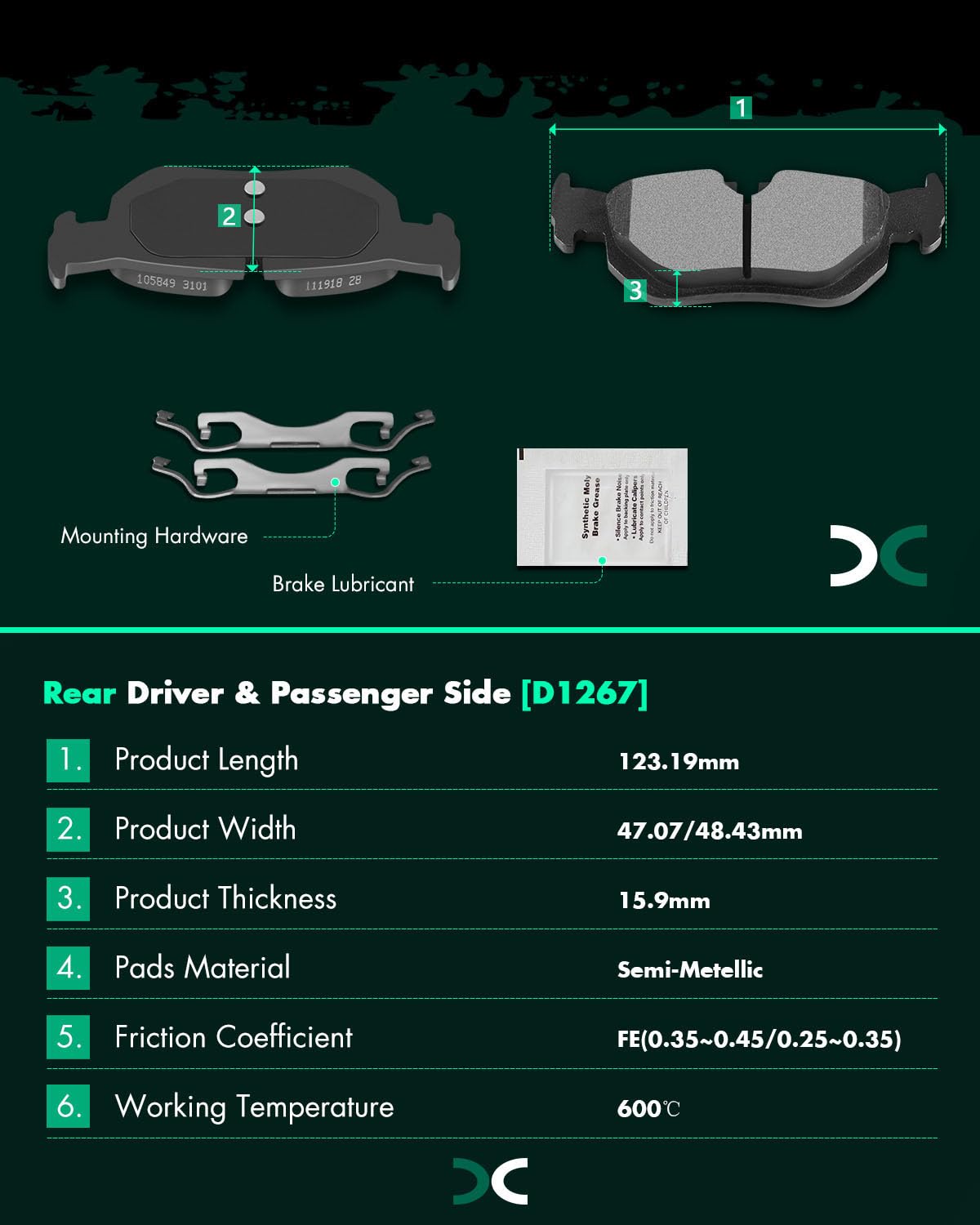 Scitoo D1267 D918 Front Rear Semi-Metallic Brake Pads Sets Fit For Bmw 328I | For 328I Xdrive | For 328Xi | For X1