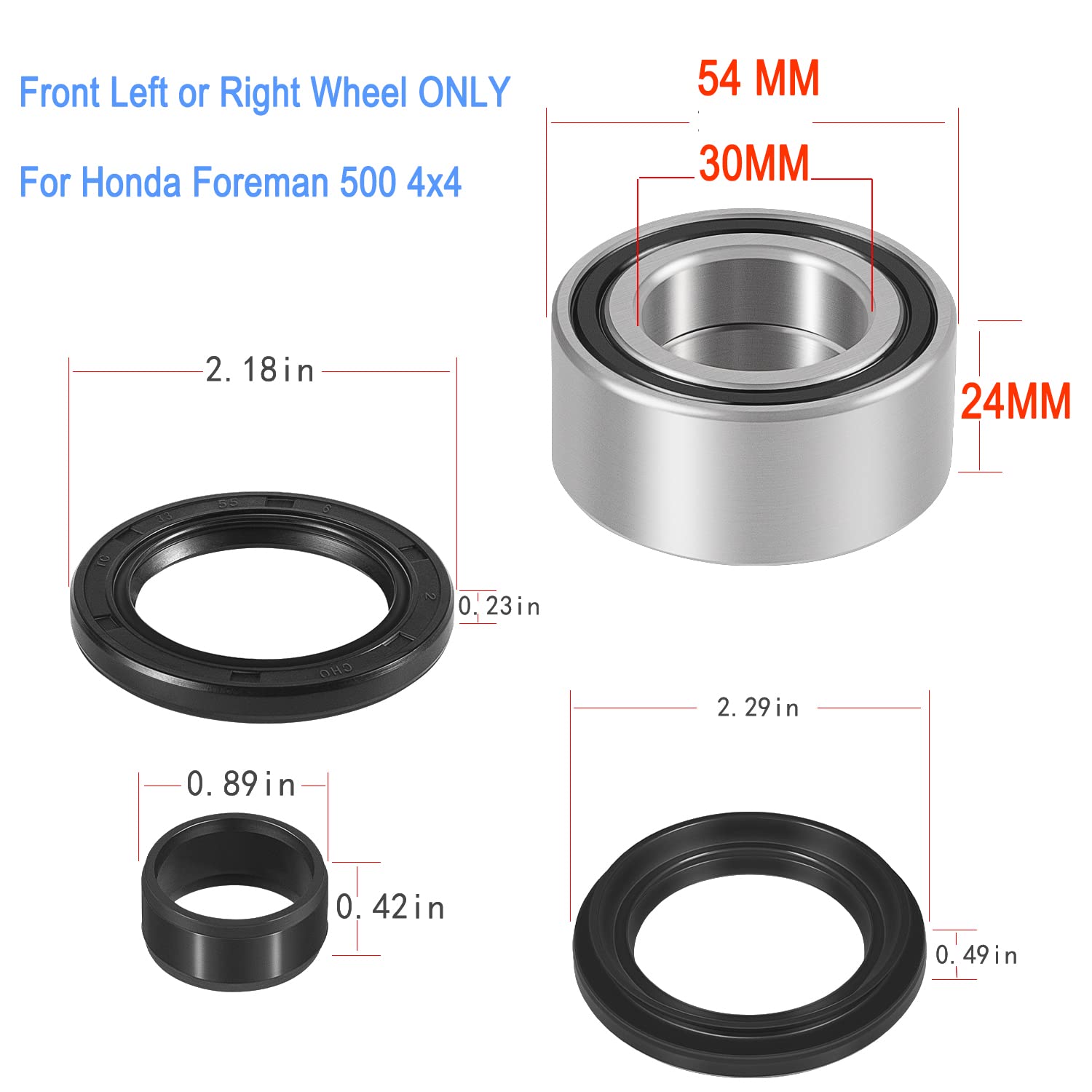 8 Pcs Front Wheel Bearings & Seals Kit For Honda Foreman 500 400 450 4X4 Trx500 Fe Fm Fpe Fpm 2005-2013, Both Sides Front Wheels