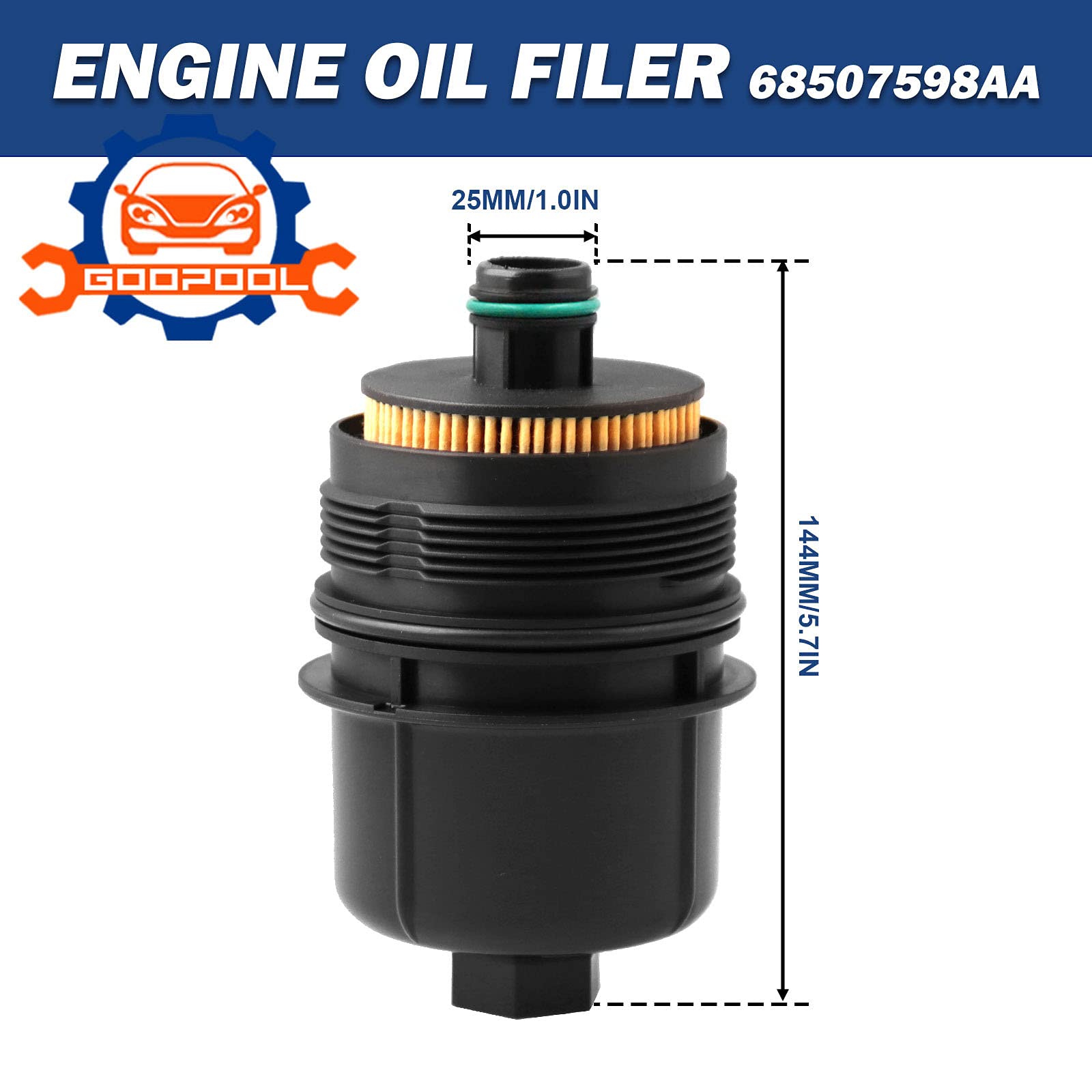 Ecodiesel Engine Oil Filter 68507598Aa 68498720Aa Compatible With Jeep 2020 2021 Wrangler Jl,2021 Gladiator,2020 2021 2022 Ram 1500 Dt