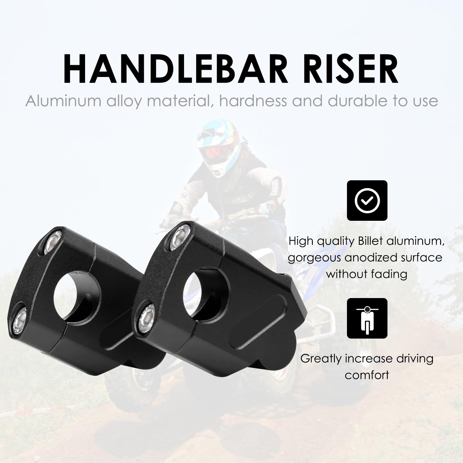 7/8'' Universal Handlebar Bar Risers Motorcycle Bar Clamps 7/8'' Bar For Motorbike Pit Dirt Bikes Black Riser Height 38mm (1.5 '
