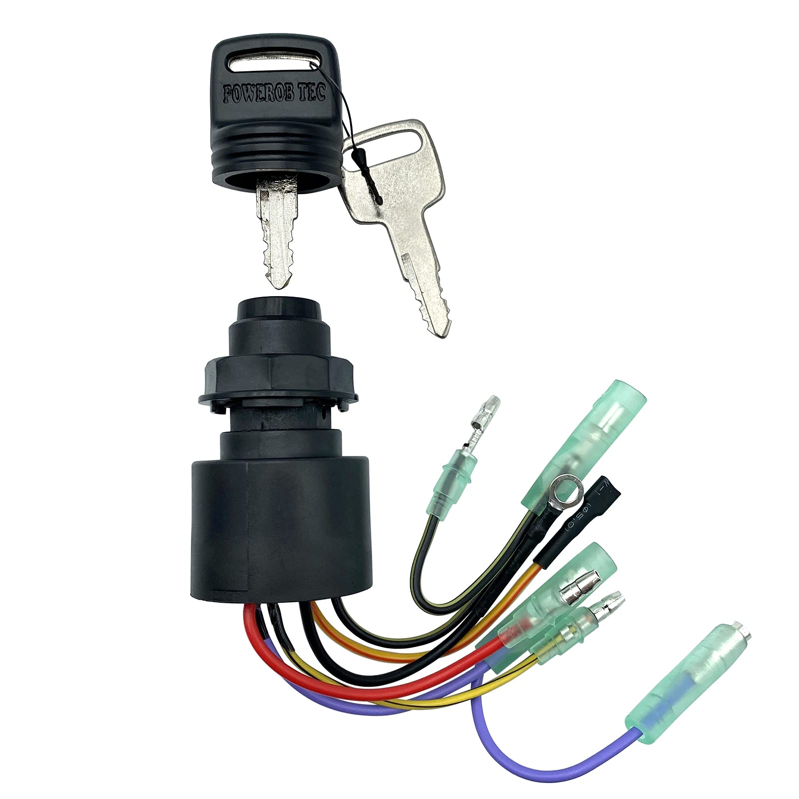 Boat Ignition Switch with Key Replacement for Mercury Mariner Outboard Motor Control Box with 2 Keys 3 Position 6 Wire Connector